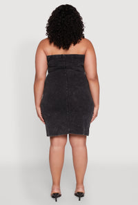 Plus Size Daisy Mineral Wash Mini Strapless Dress