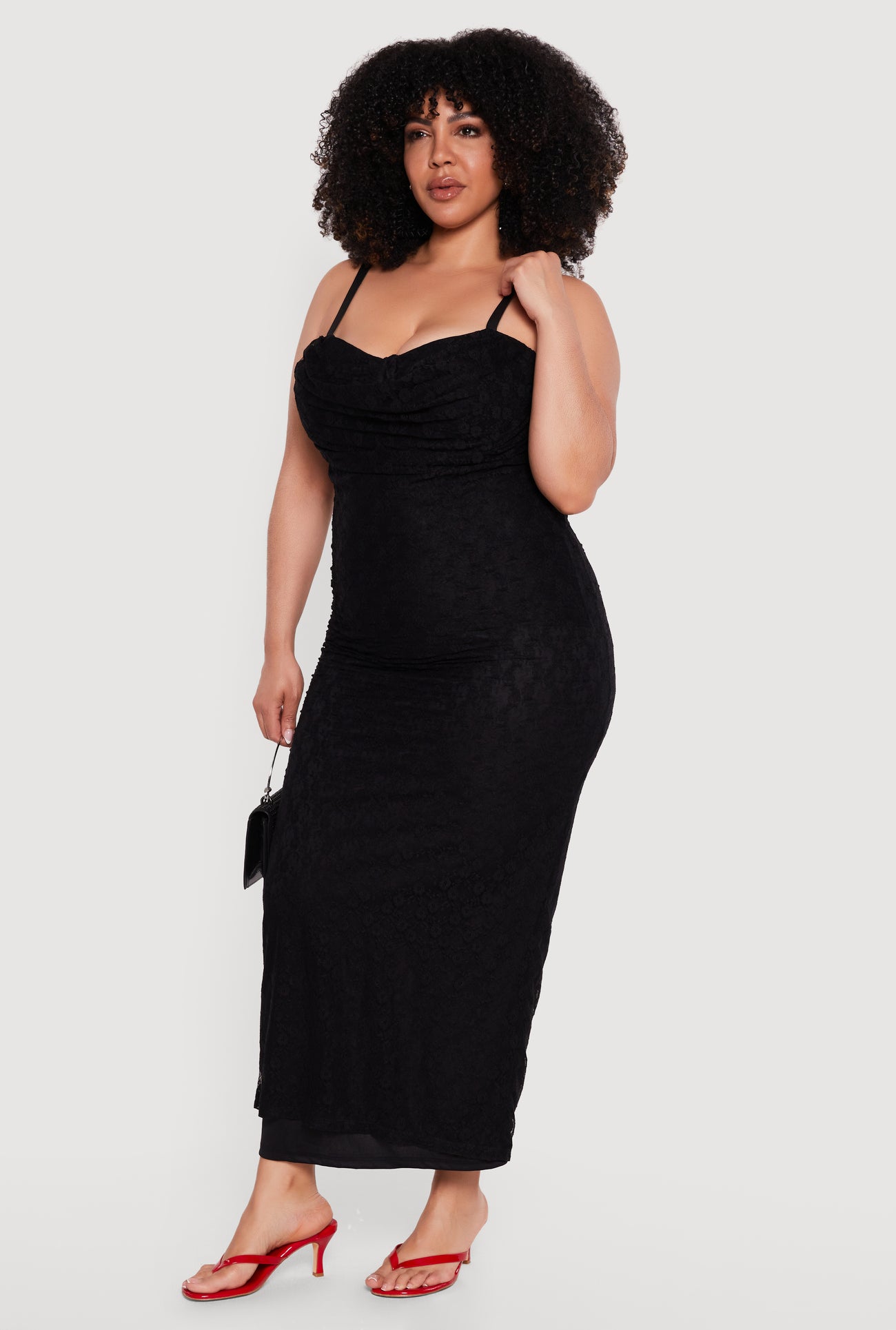 keyhole back maxi dress Plus Size Cowl Sweetheart Neckline Keyhole Back Maxi Dress