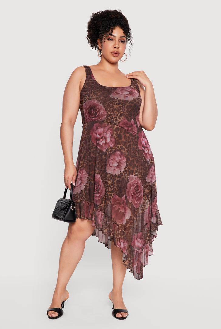 sexy plus size junior clothing Plus Size Mauve Flower Mesh Sheer Long Sleeve Top main image 0