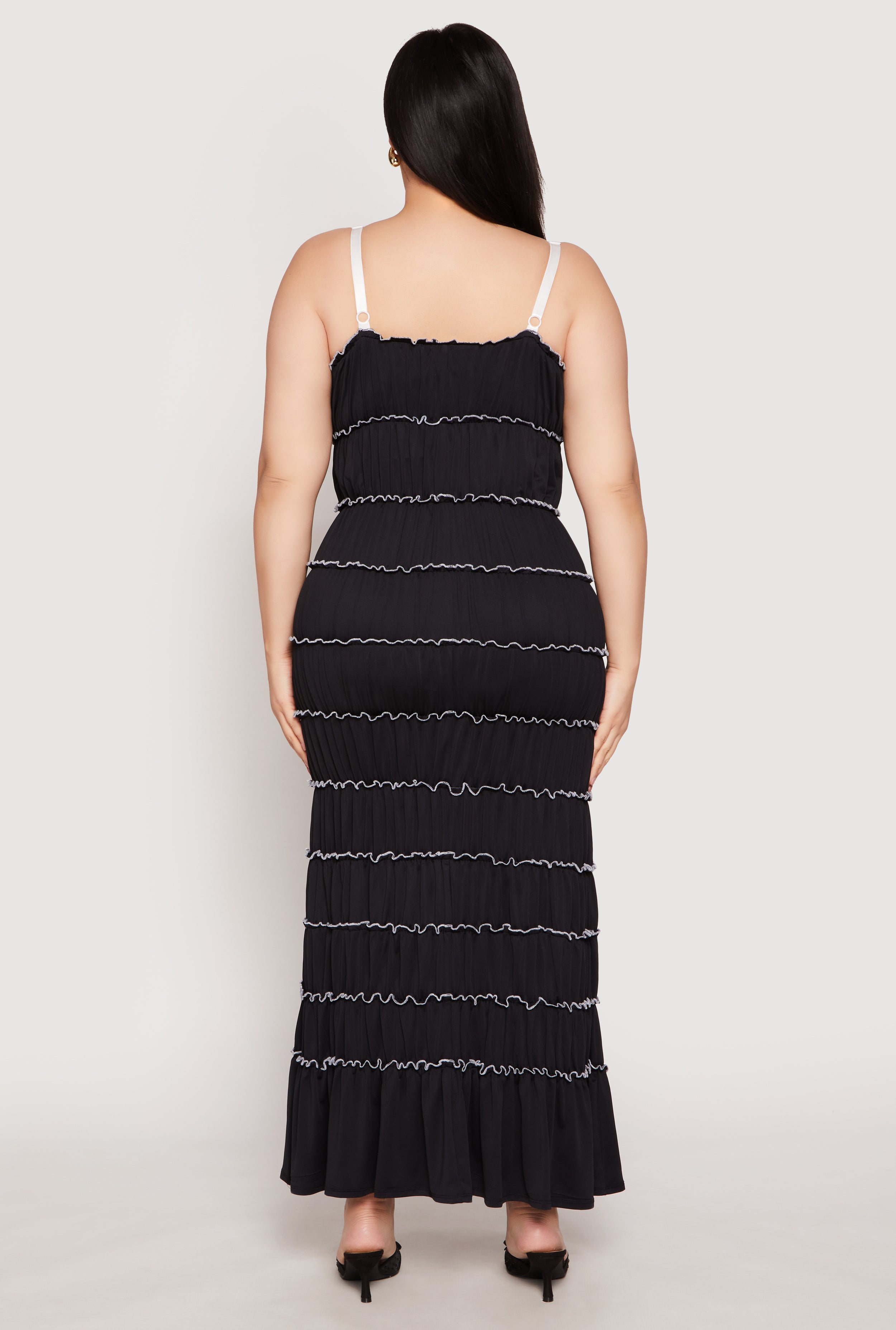 Plus Size Almost Famous Bow Tiered Maxi Dress