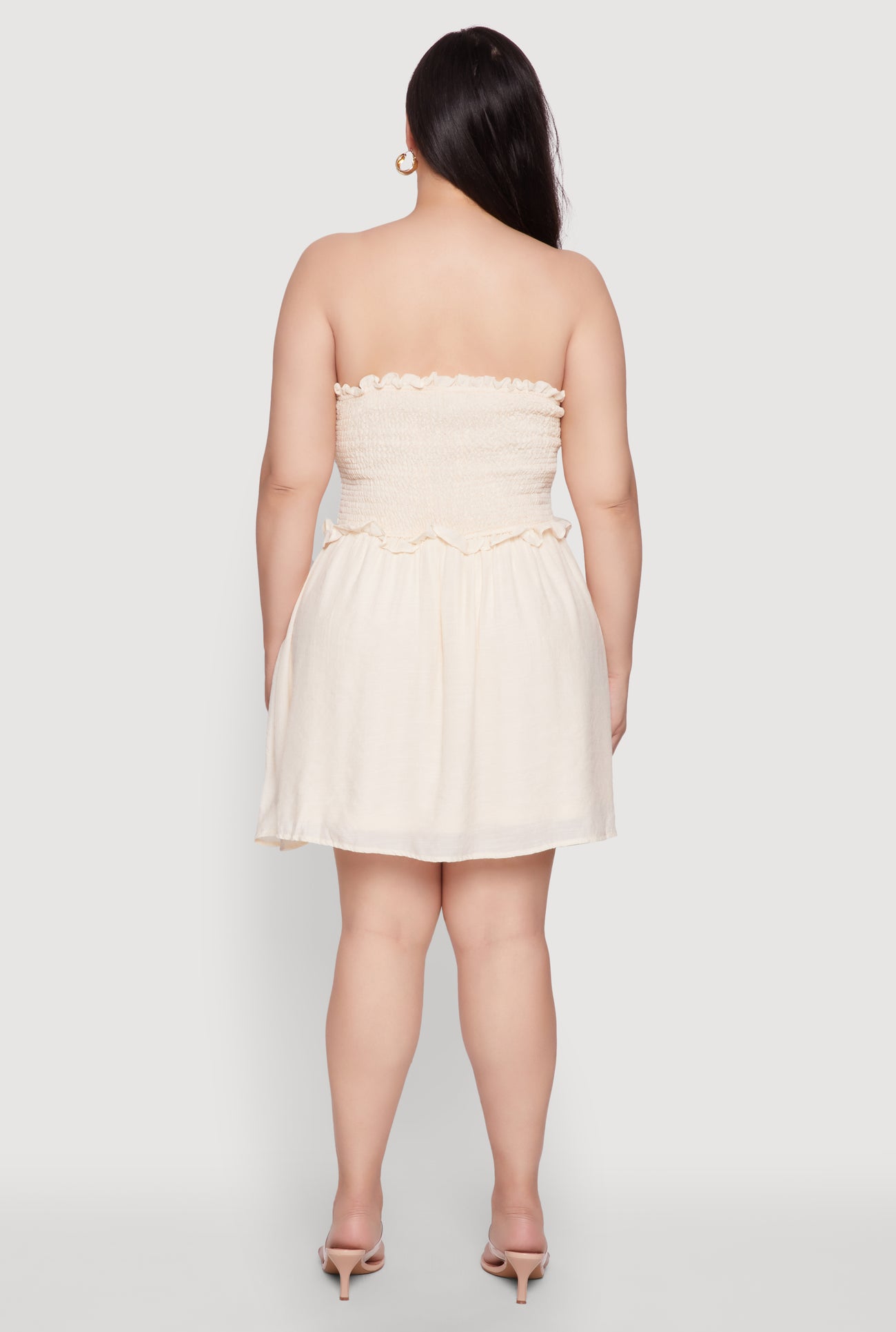 Plus Size Gauze Knit Smocked Mini Dress