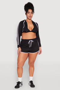 Plus Size Contrast Trim Dolphin Shorts