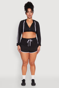 Plus Size Contrast Trim Dolphin Shorts