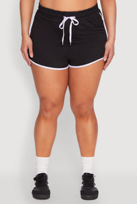 Plus Size Contrast Trim Dolphin Shorts