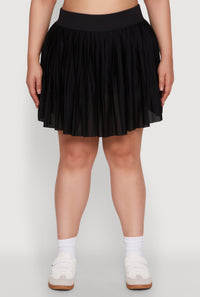 Plus Size Trendy Jersey Mesh Pleated Active Skort