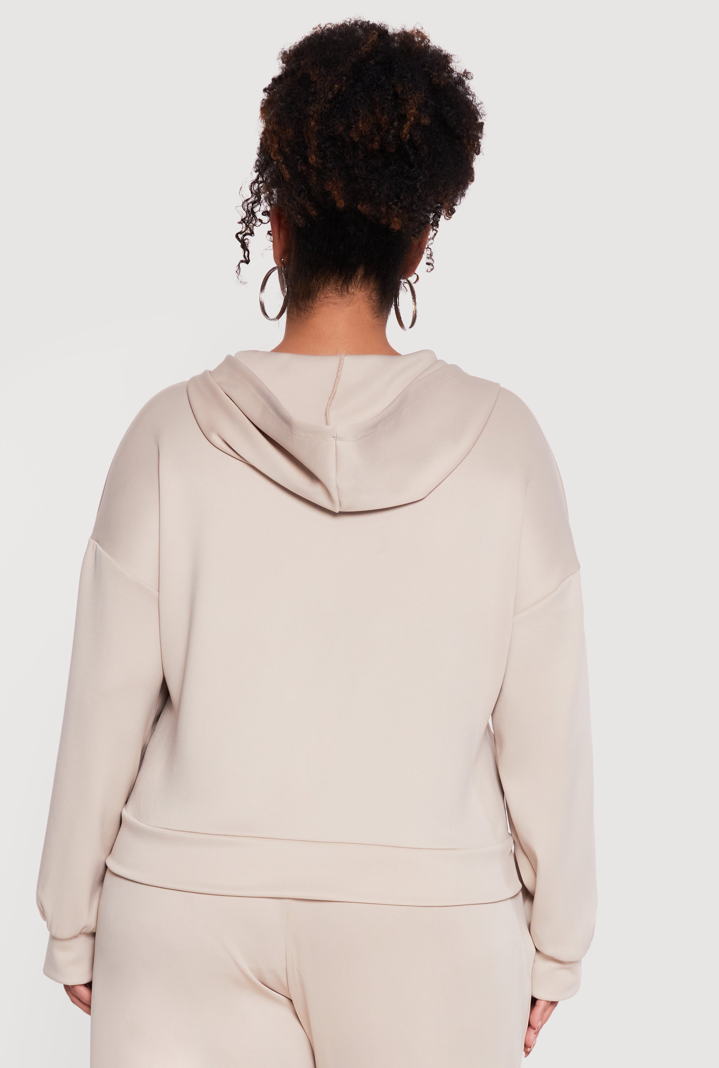 Plus Size Long Sleeve Zip Front Hoodie