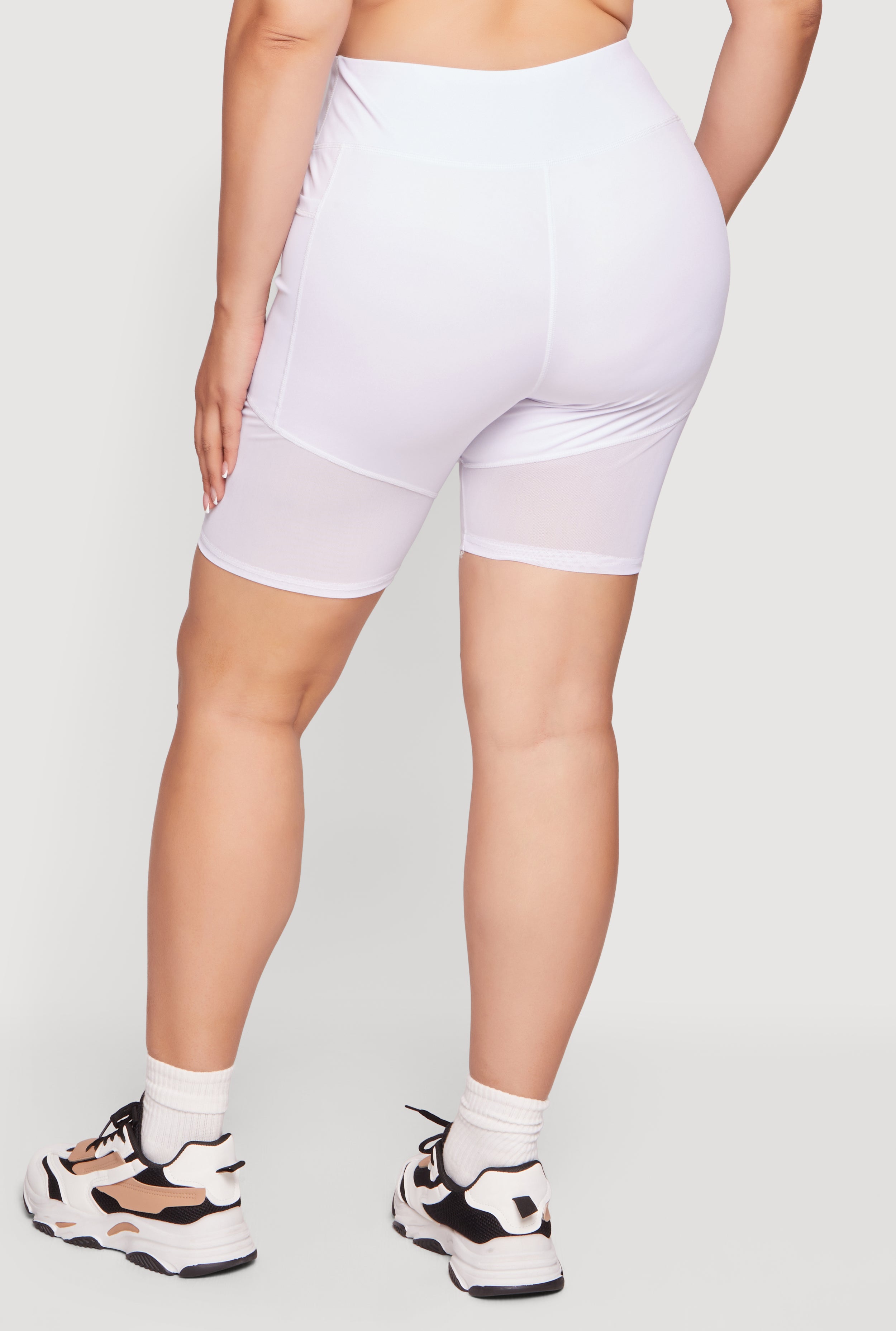 Plus Size Mesh Insert Bike Shorts