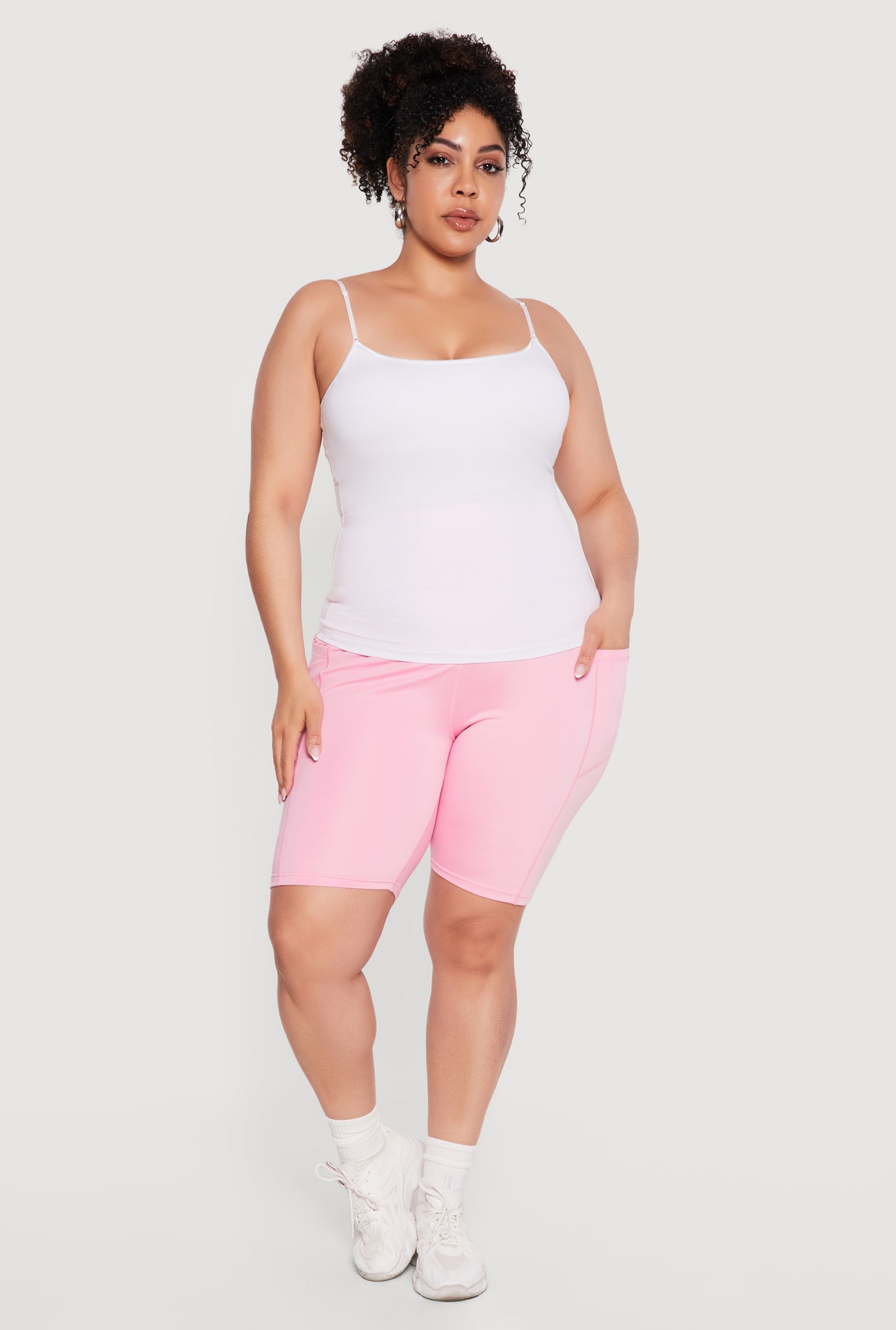 plus size womens bicycle Womens Plus Size Solid Bike Shorts with Cell Phone Pockets, Pink, Size 3X