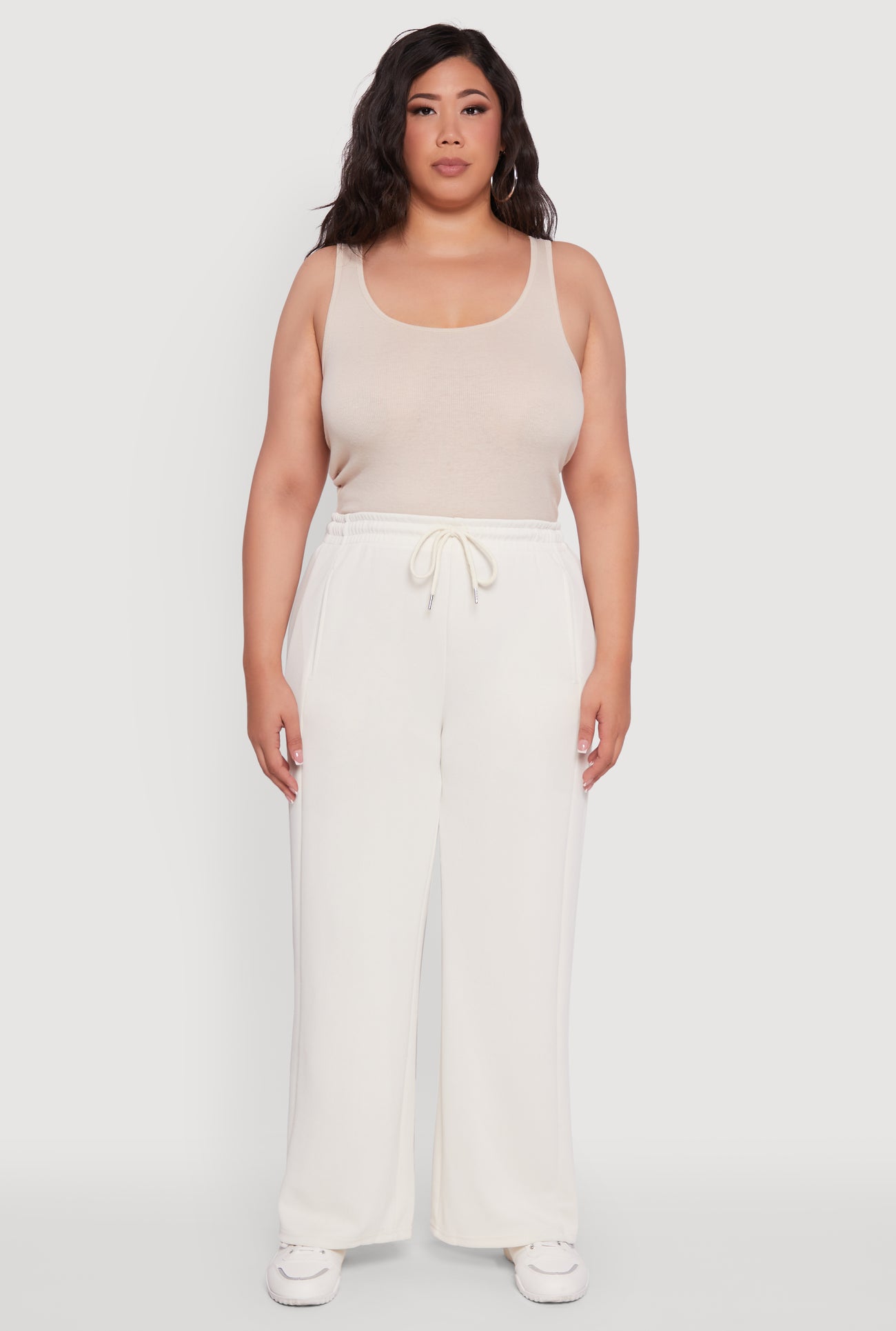 Plus Size Drawstring Waist Wide Leg Pants Plus Size Drawstring Waist Wide Leg Pants
