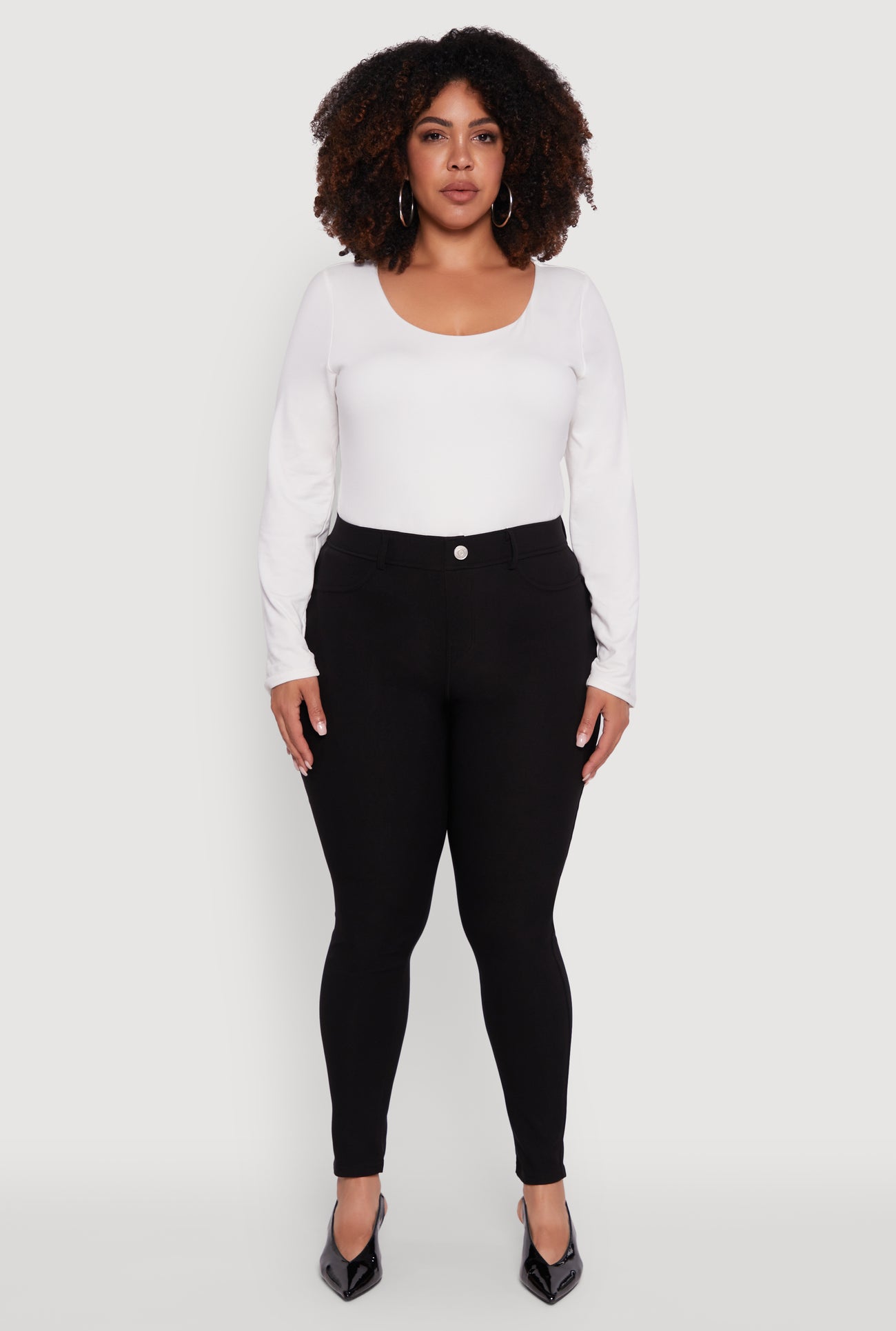 Plus Size High Waisted Faux Button Pants