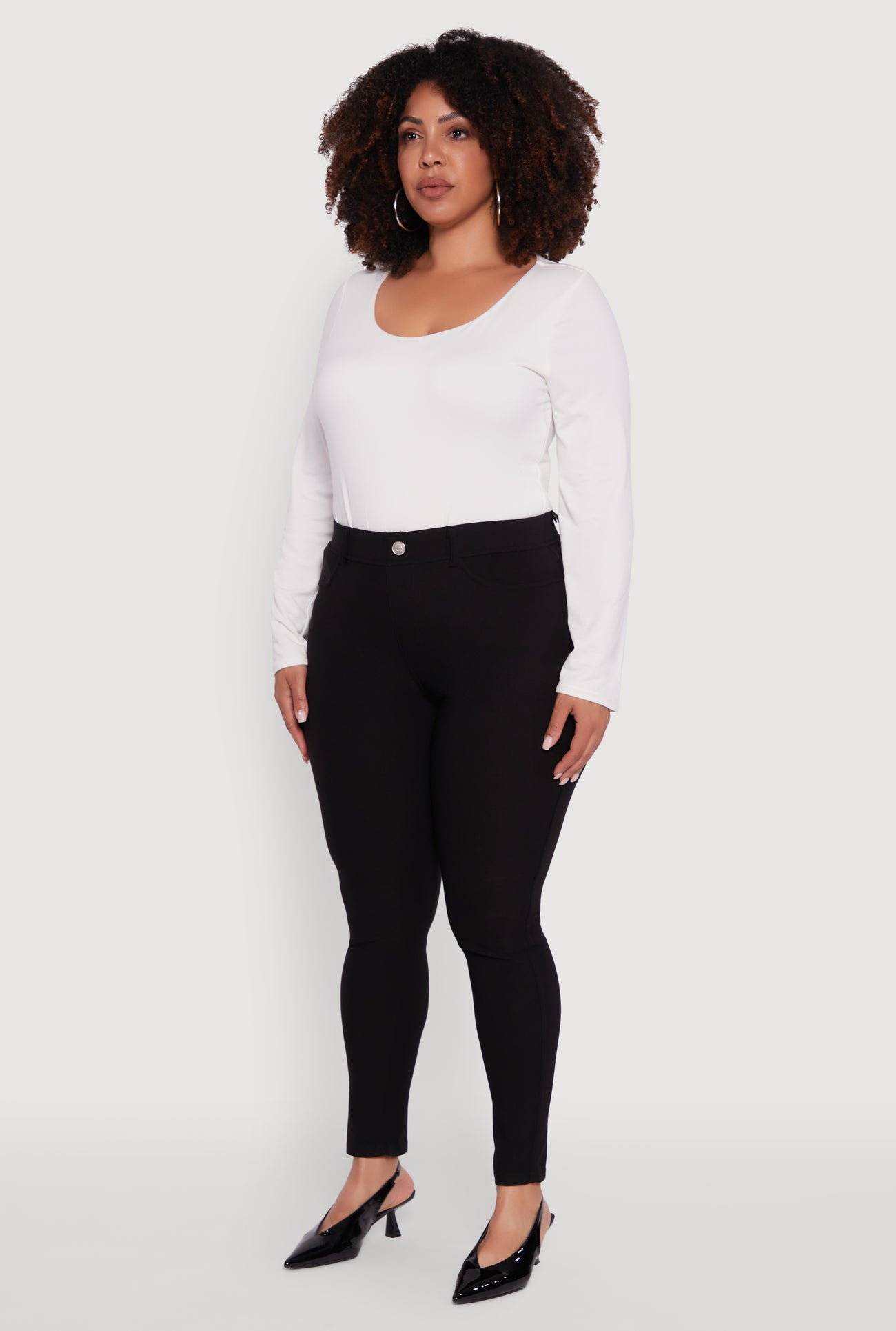 Plus Size High Waisted Faux Button Pants