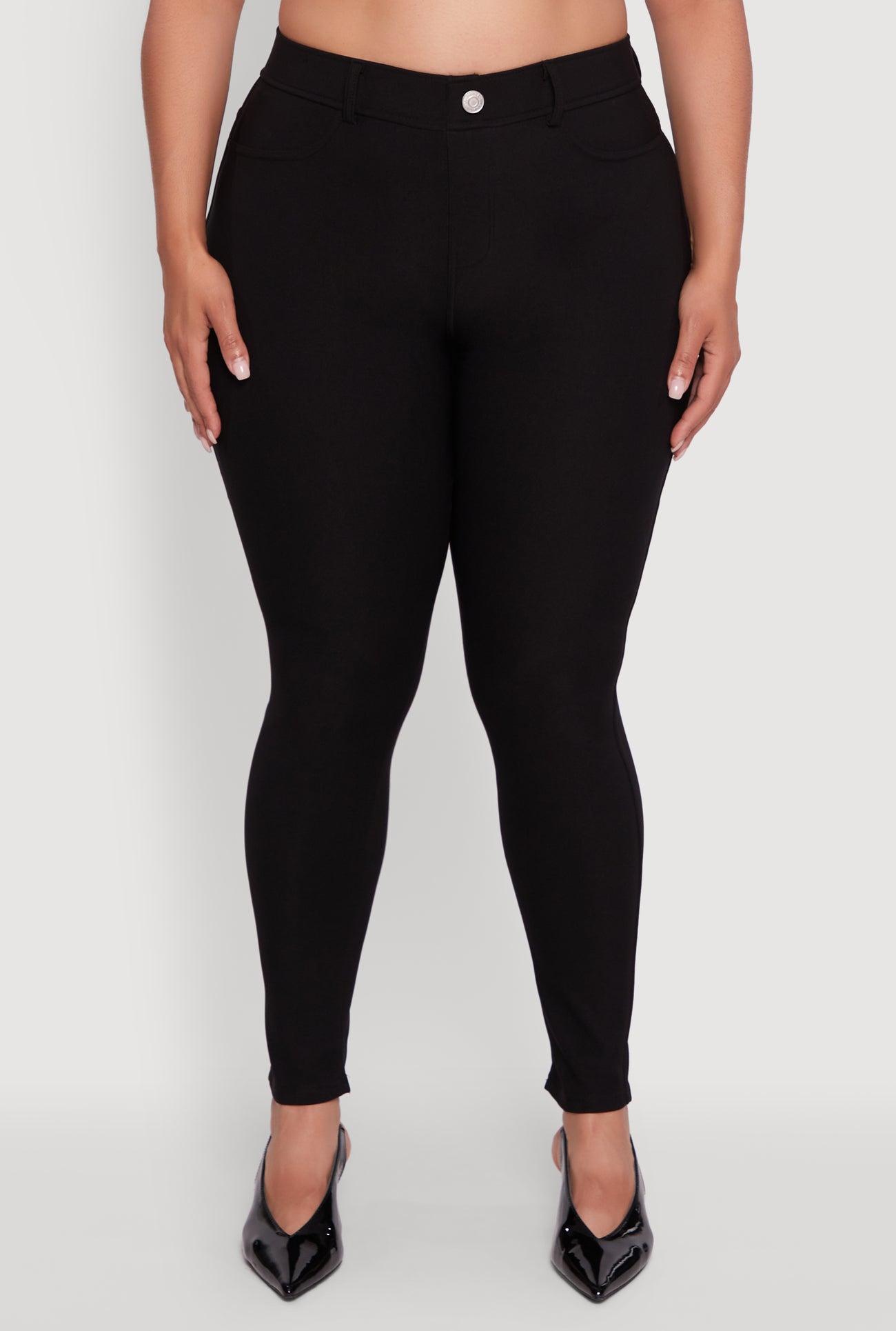 Plus Size High Waisted Faux Button Pants