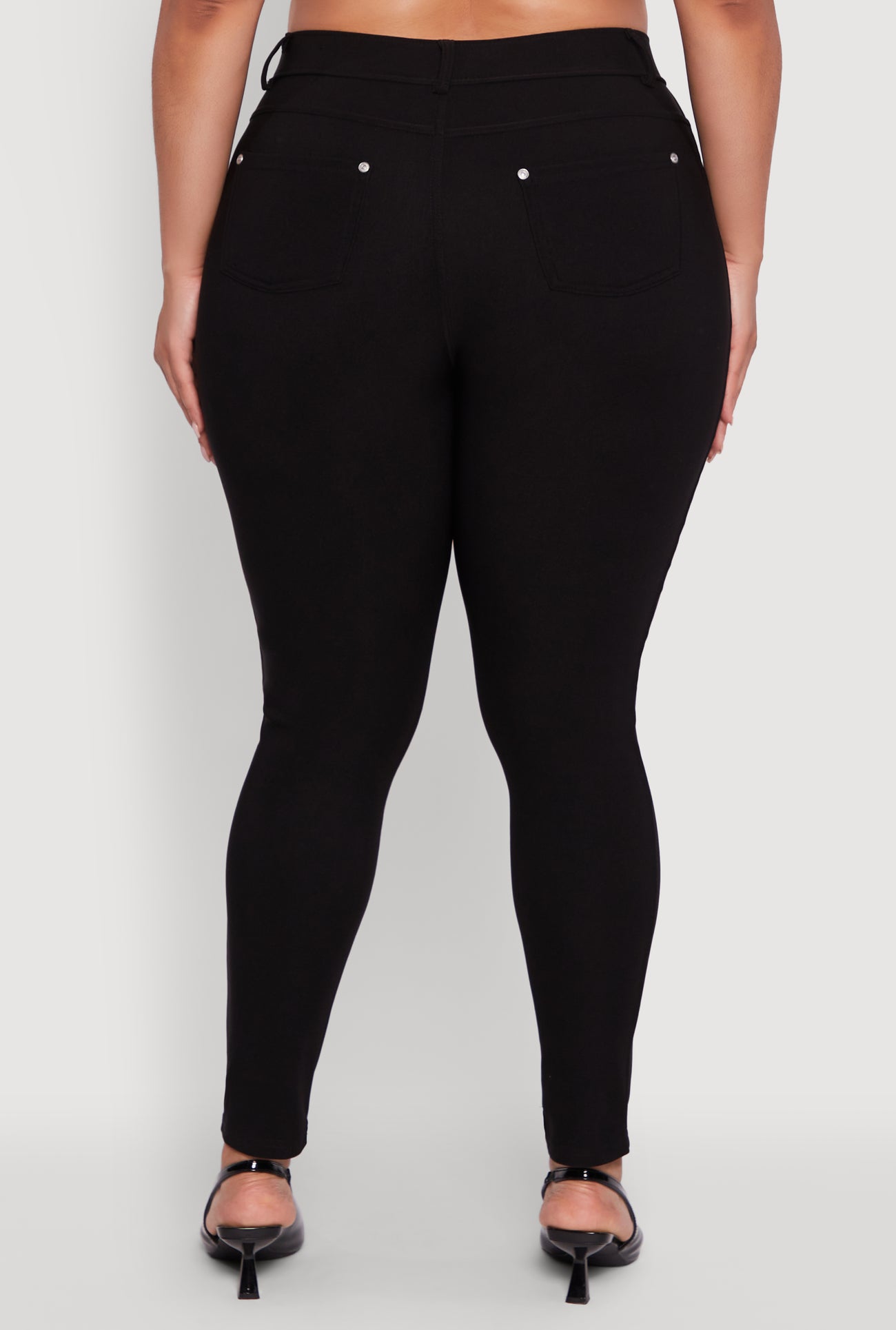 Plus Size High Waisted Faux Button Pants