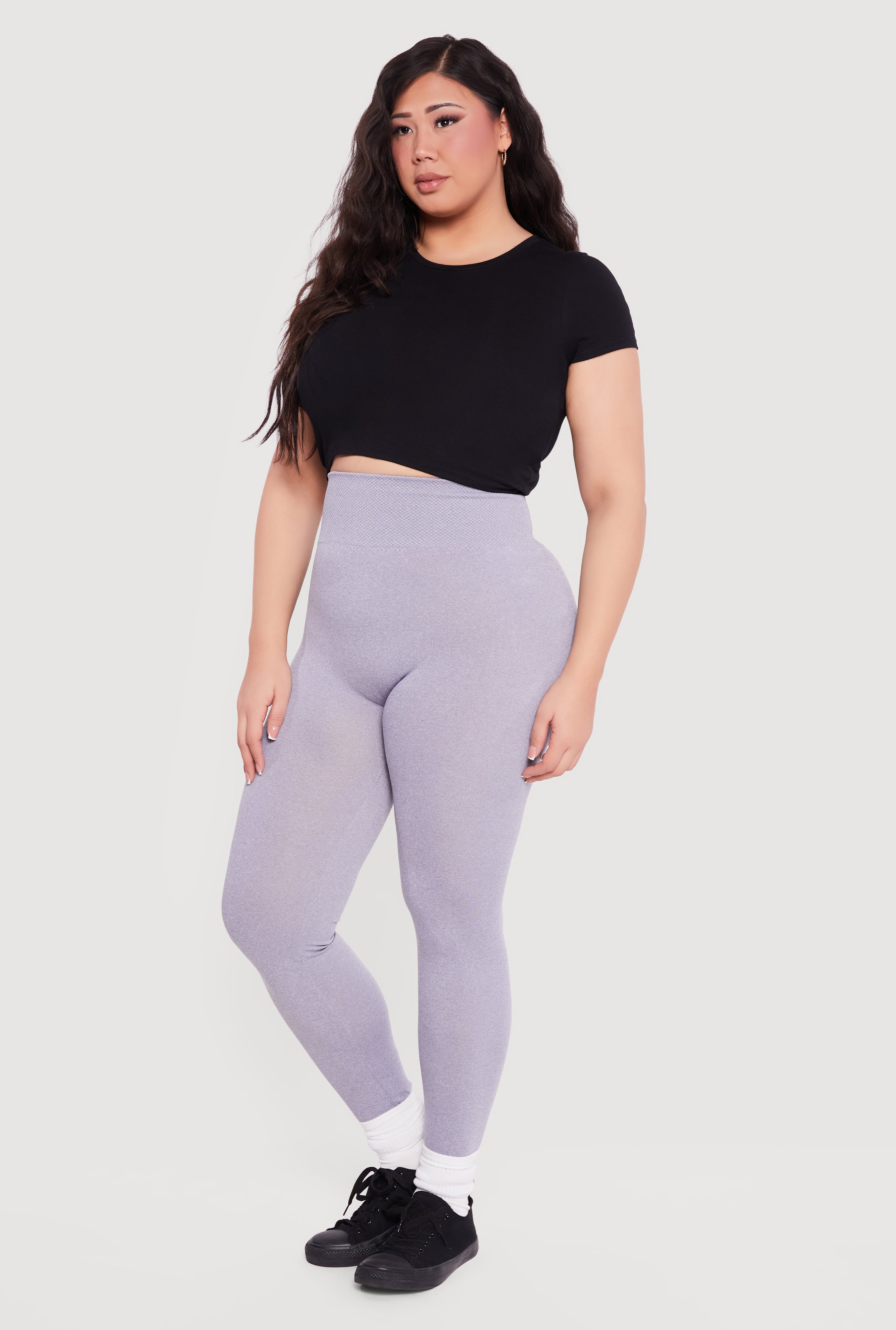 Plus Size Waffle Knit Waist Leggings