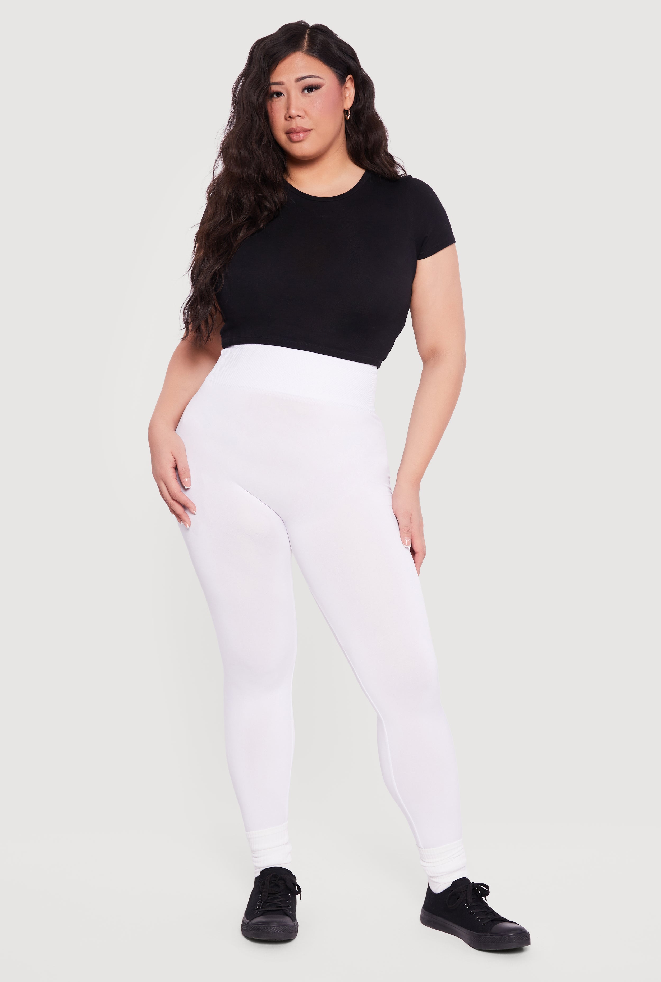 Plus Size Waffle Knit Waist Leggings