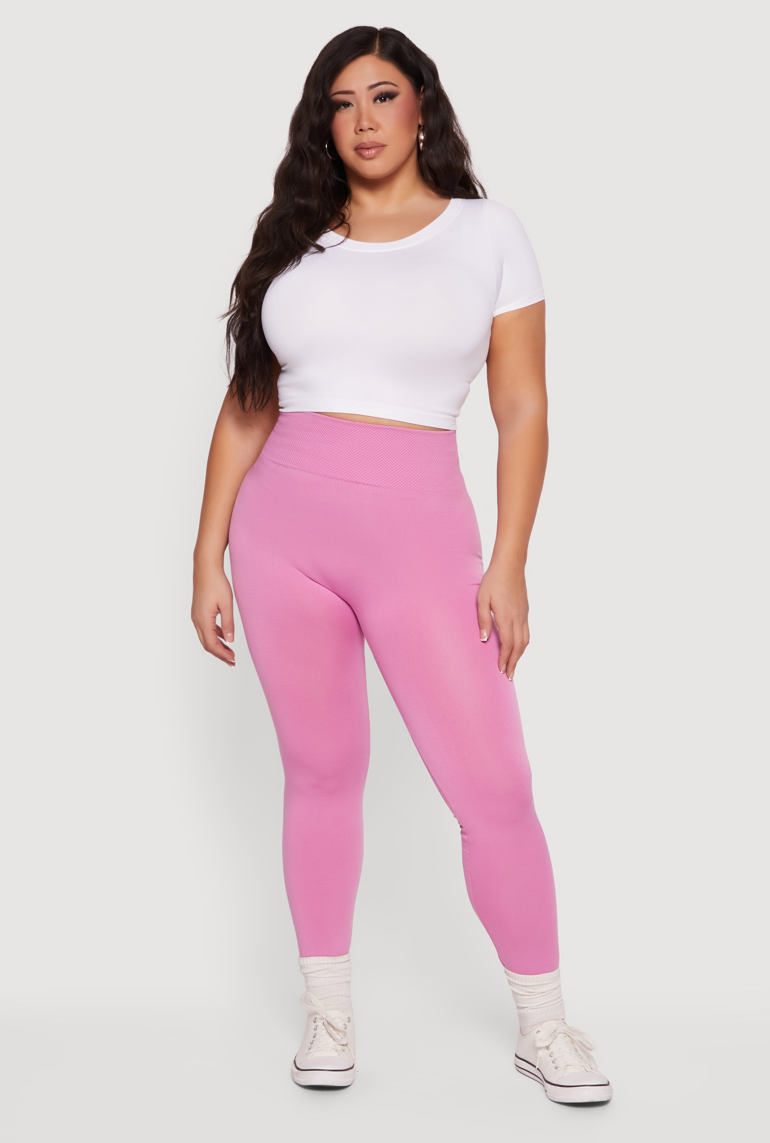 Plus Size Waffle Knit Waist Leggings