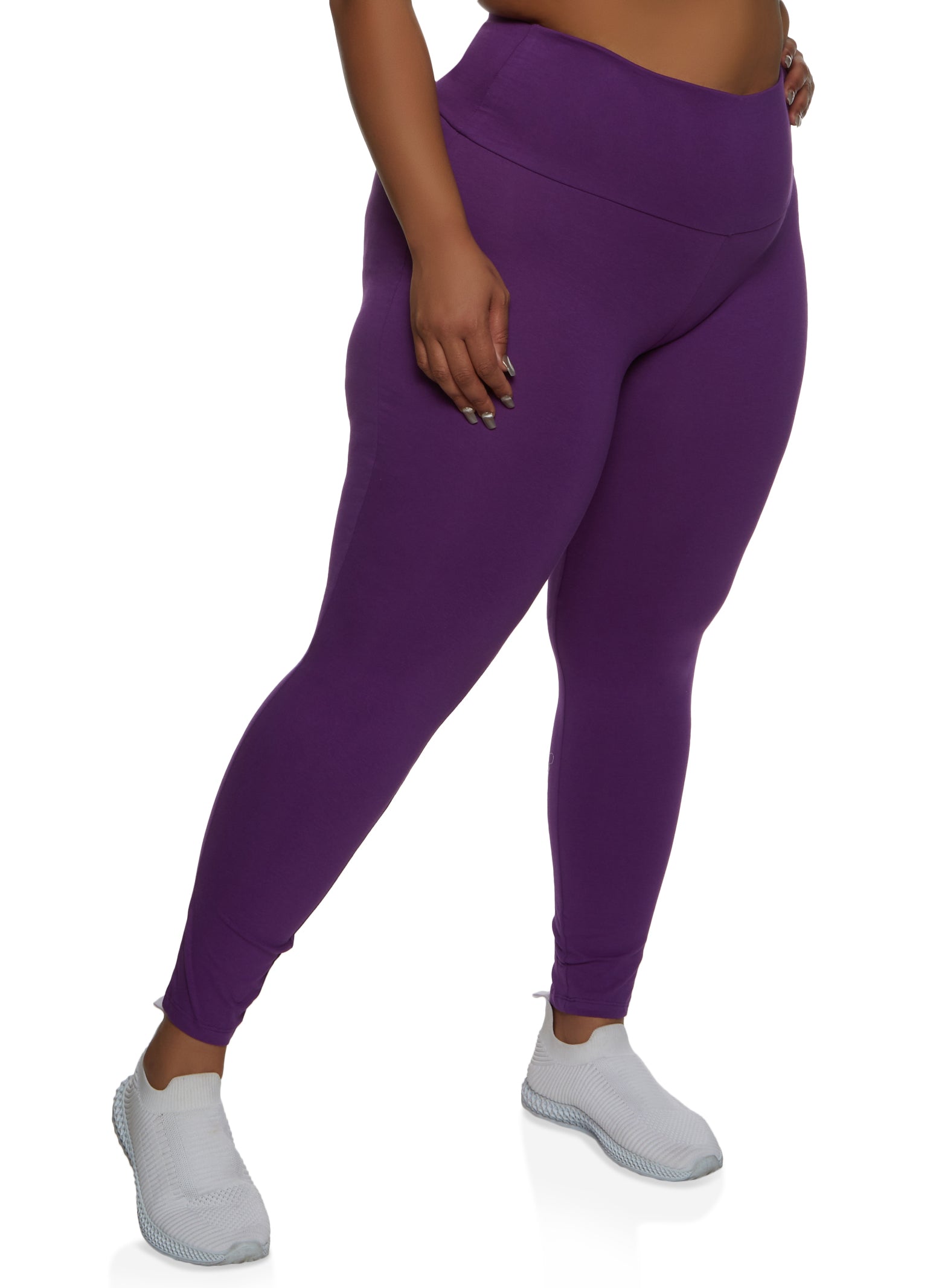 Plus Size Basic Waistband Leggings - Lavender