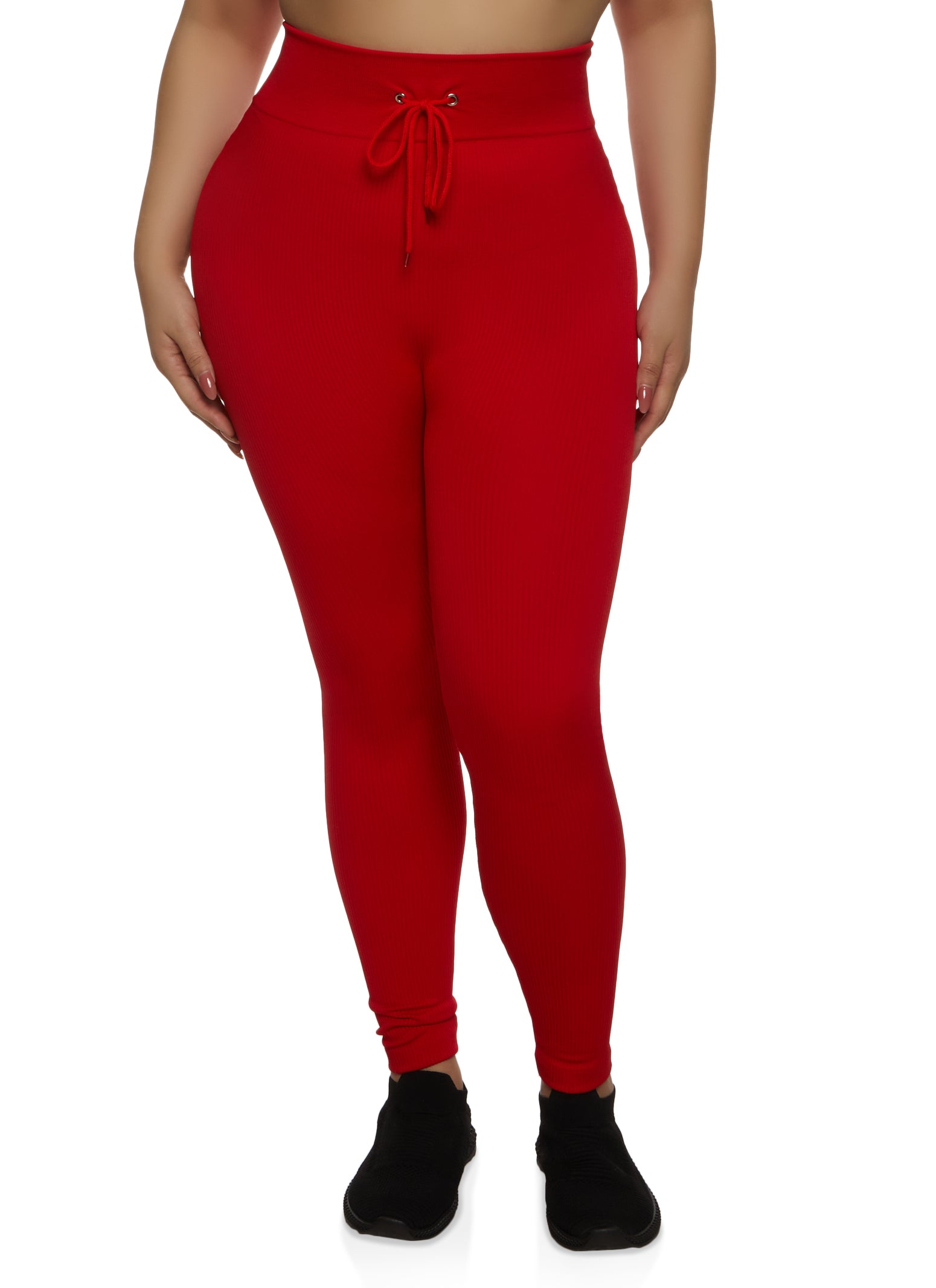 Womens Plus Size Seamless Fleece Lined Leggings Fits Size 2X 3X 4X Red