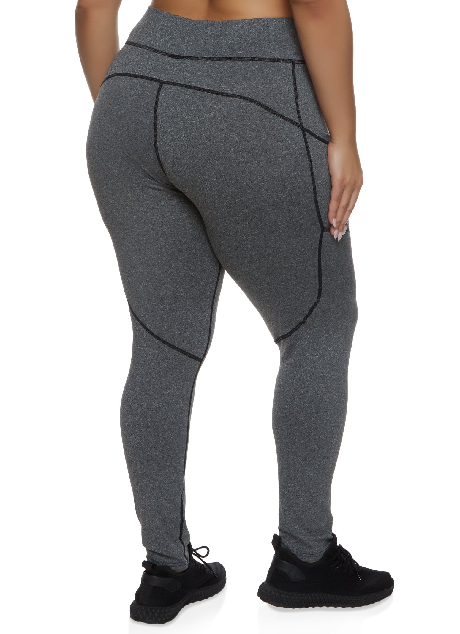 Plus Size Decorative Stitch Side Pocket Leggings