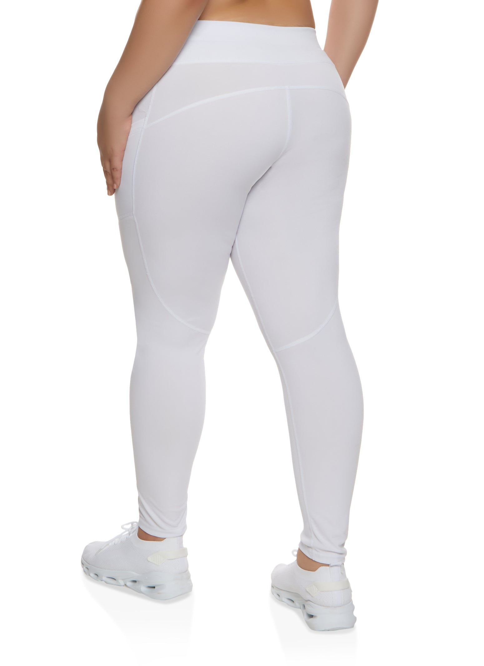 Plus Size Decorative Stitch Side Pocket Leggings