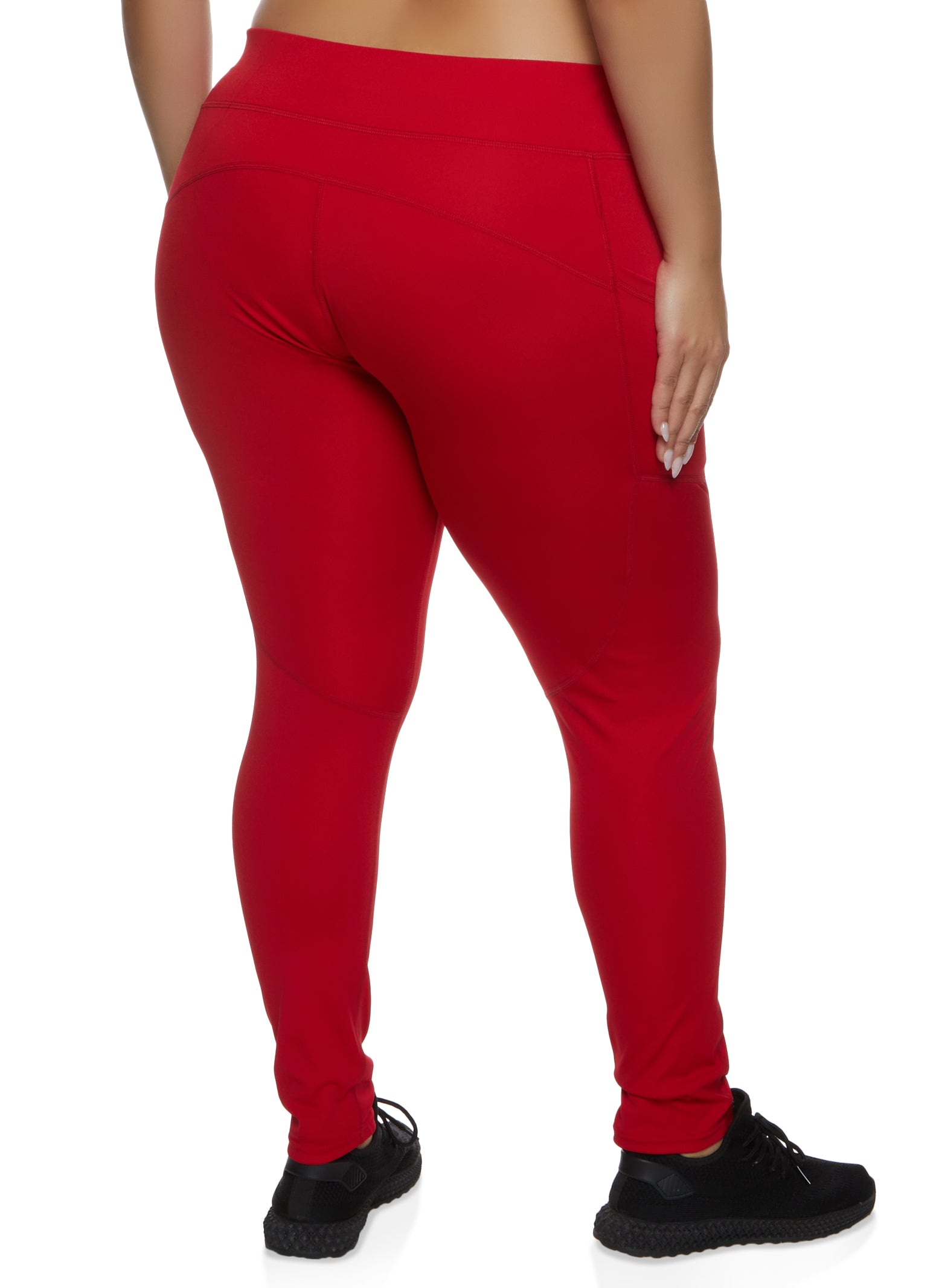 Plus Size Decorative Stitch Side Pocket Leggings