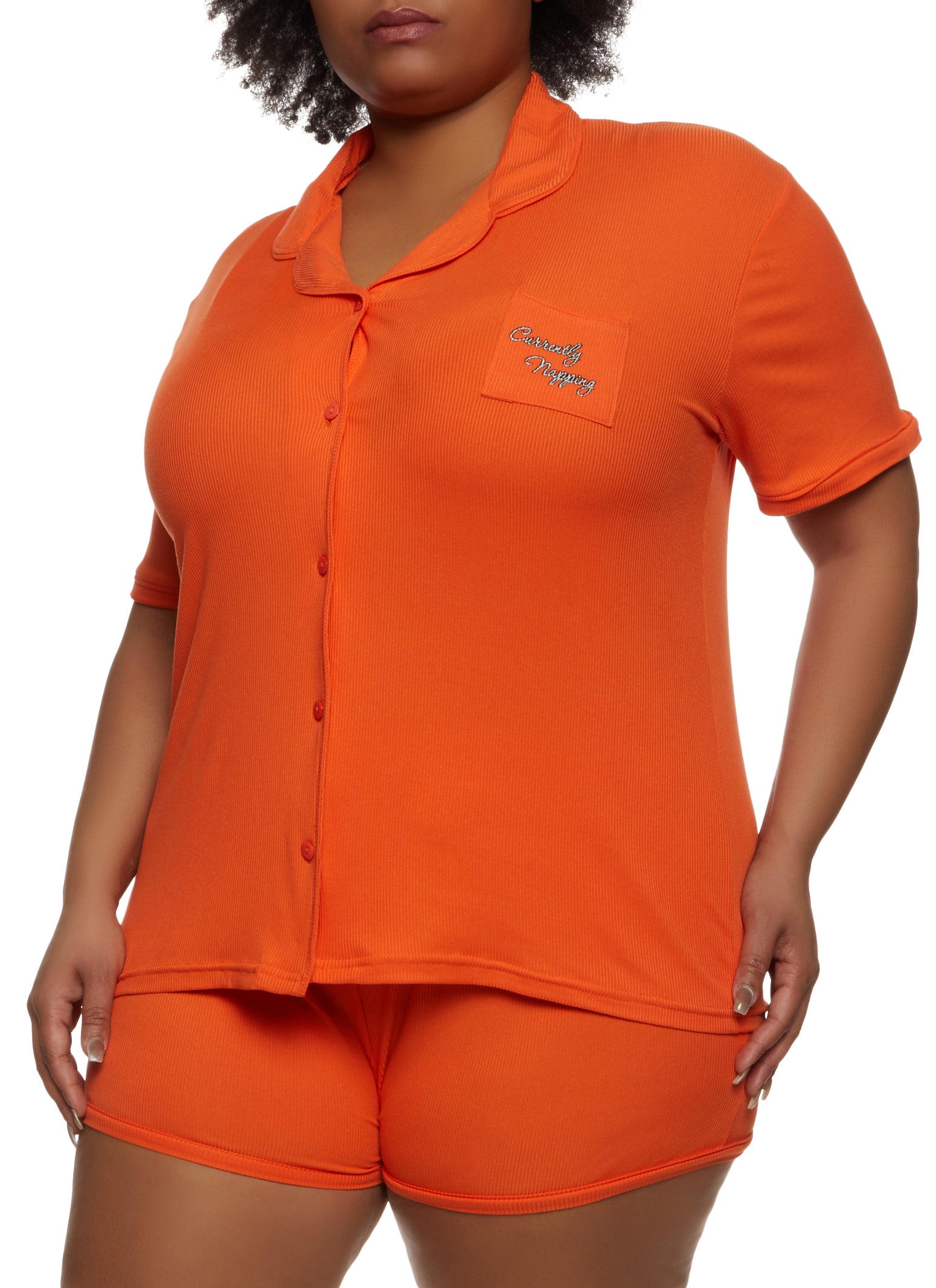 Plus Size Currently Napping Pajama Shirt and Shorts