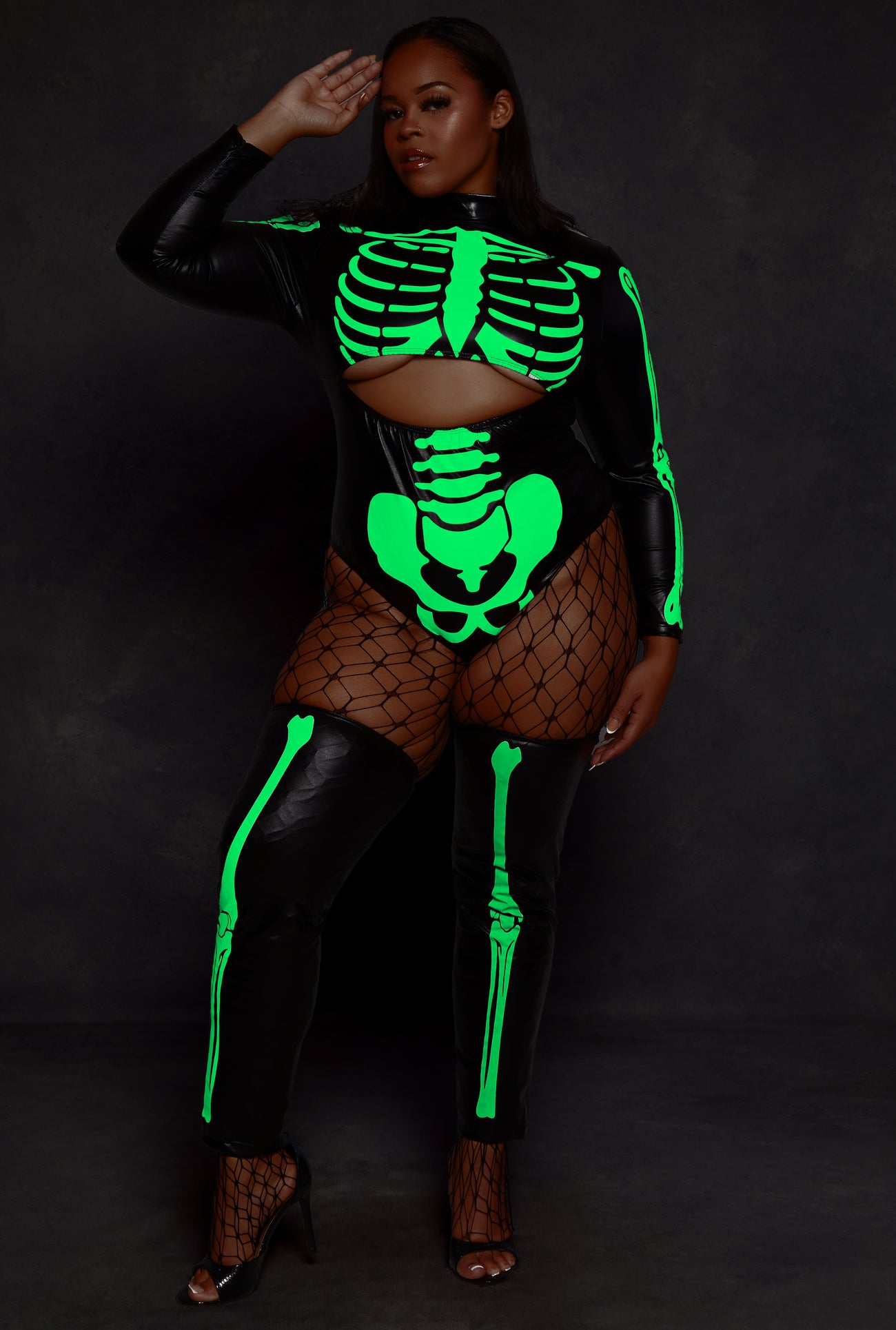 Plus Size Sultry Glow In The Dark Skeleton Costume