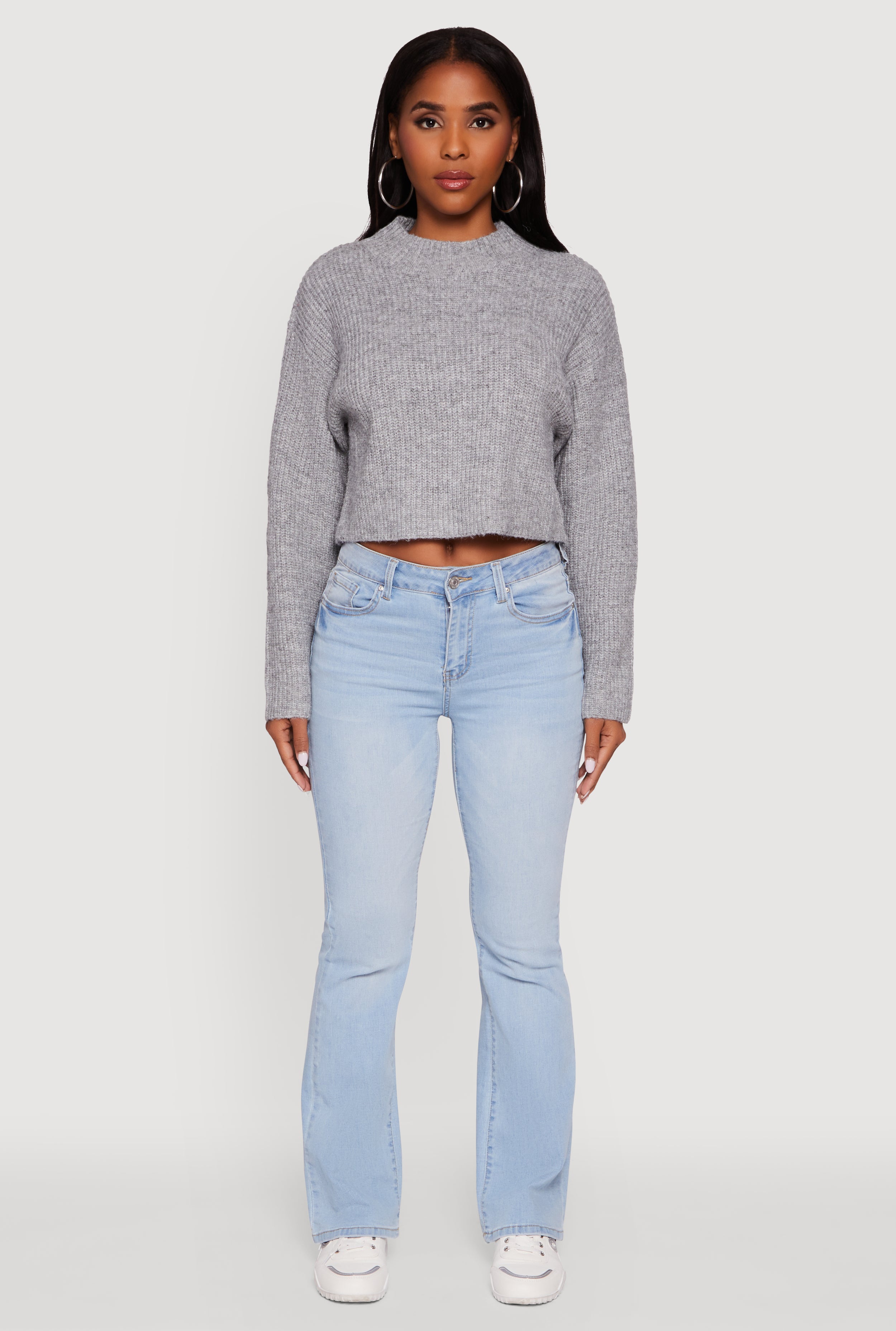 Cozy Oversized Cropped Mock Neck Sweater