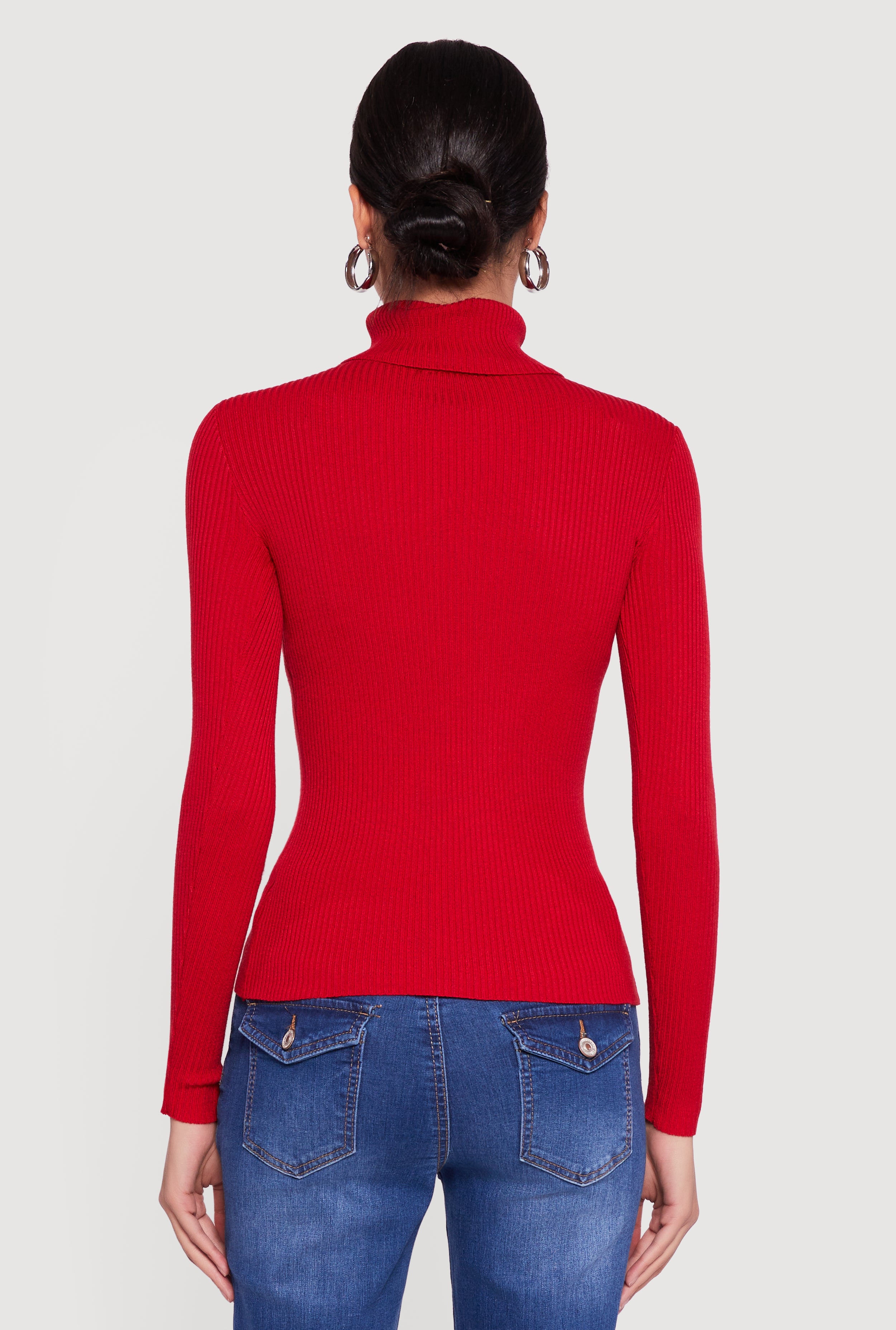 Rib Knit Long Sleeve Turtleneck Top