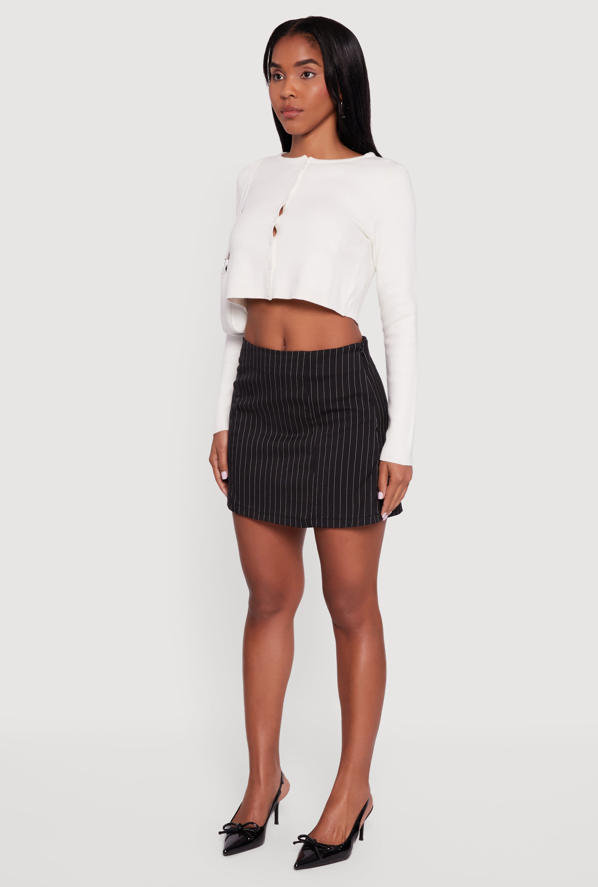 Long Sleeve Button Front Cropped Cardigan