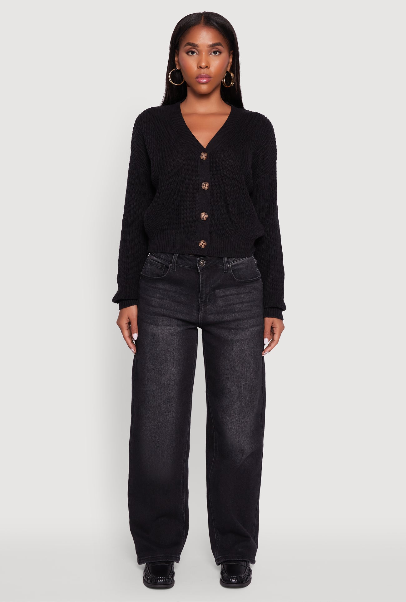 Classic Fit V-Neck Button Front Cardigan