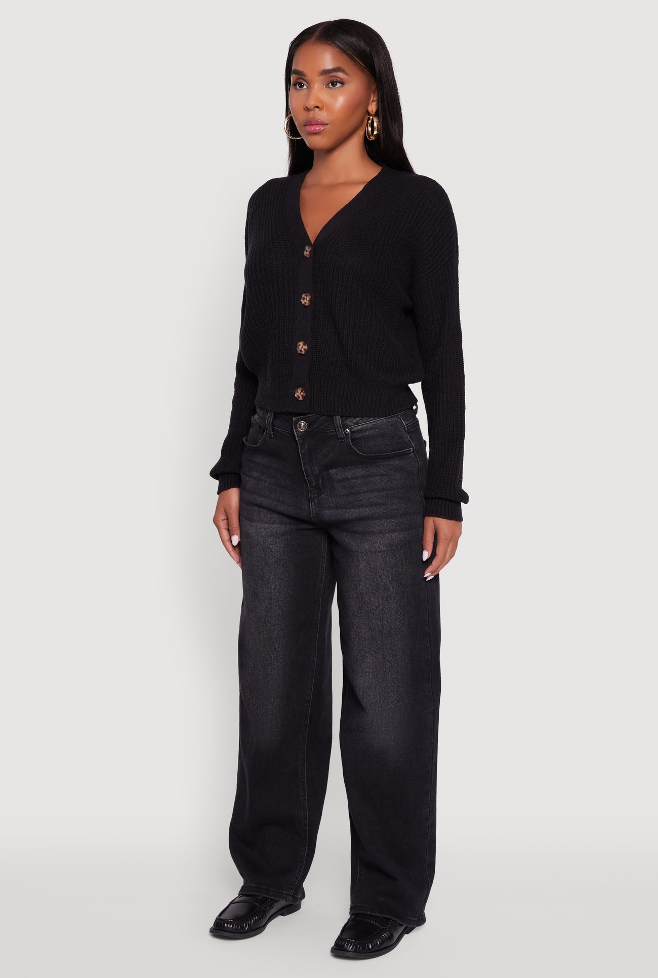 Classic Fit V-Neck Button Front Cardigan