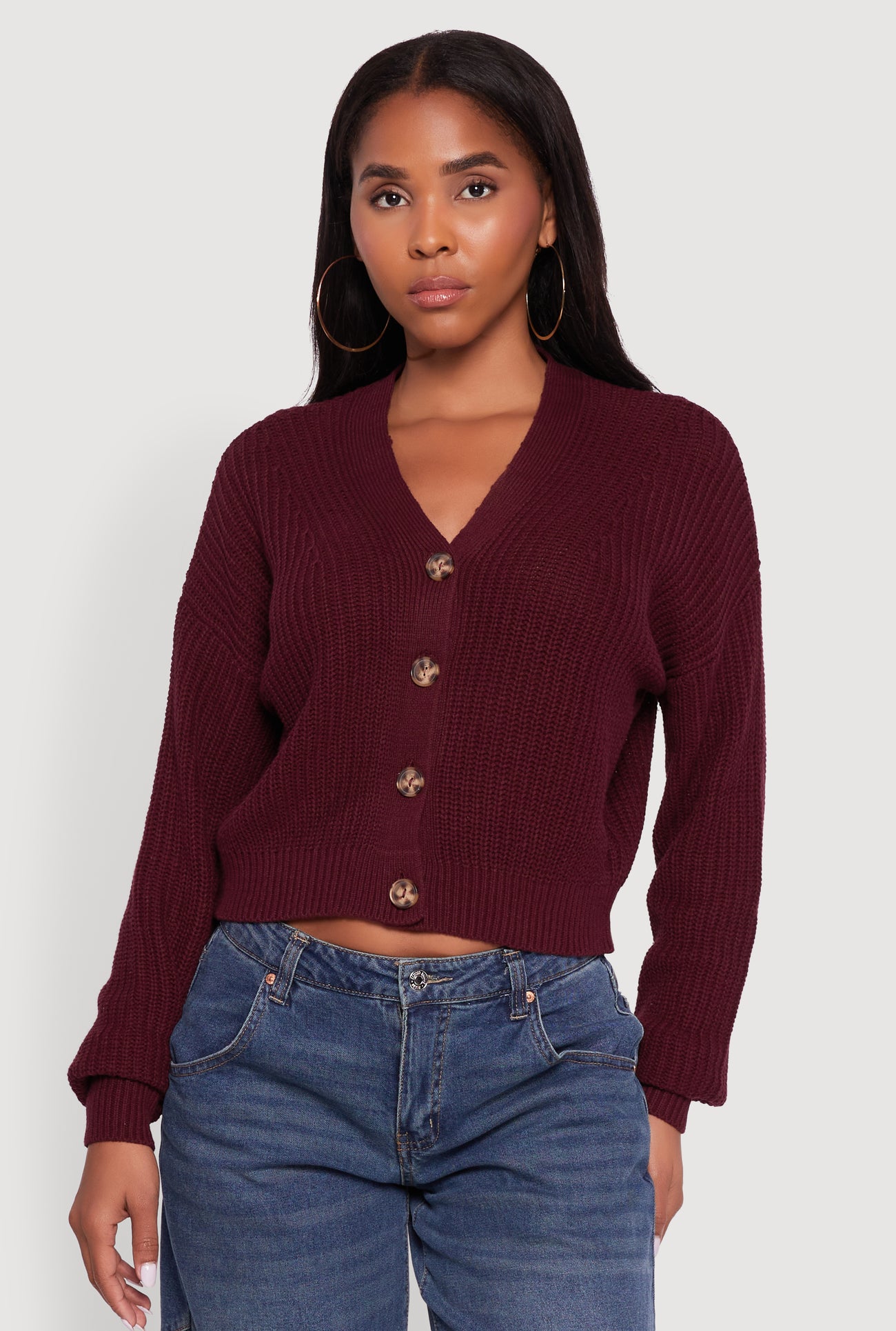 Classic Fit V-Neck Button Front Cardigan