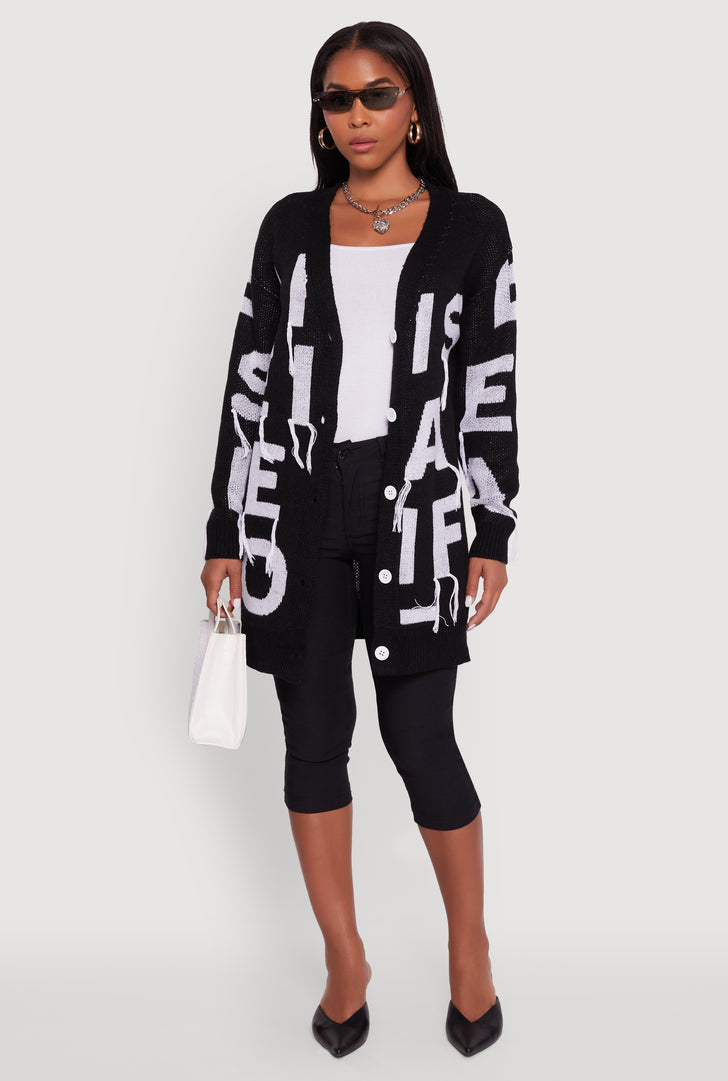 Cable Knit Open Front Long Cardigan