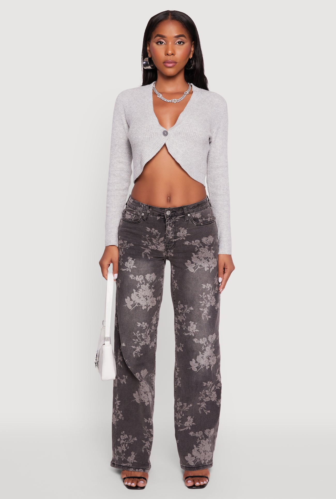One Button Cropped Cardigan