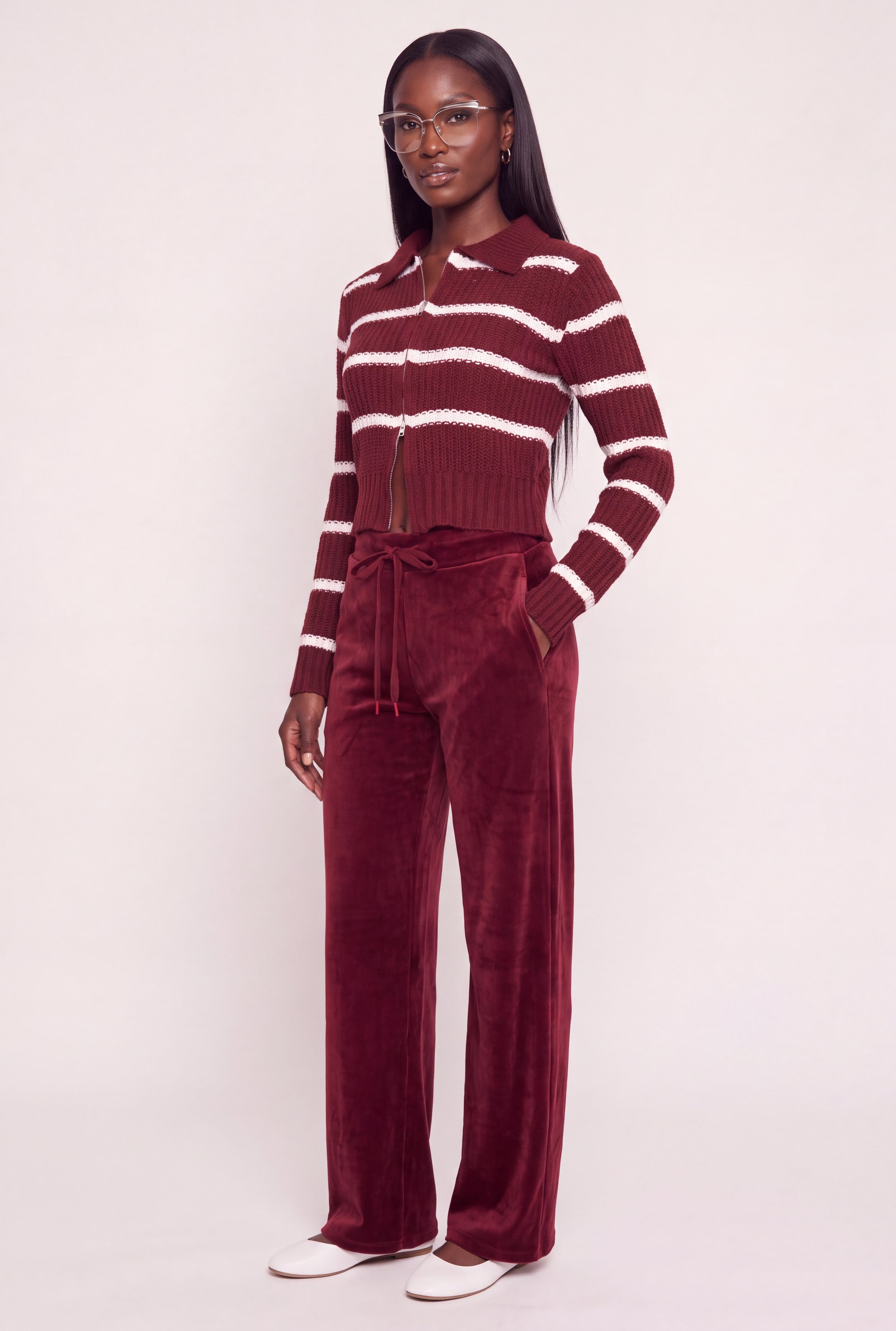 Striped Double Zip Front Cardigan