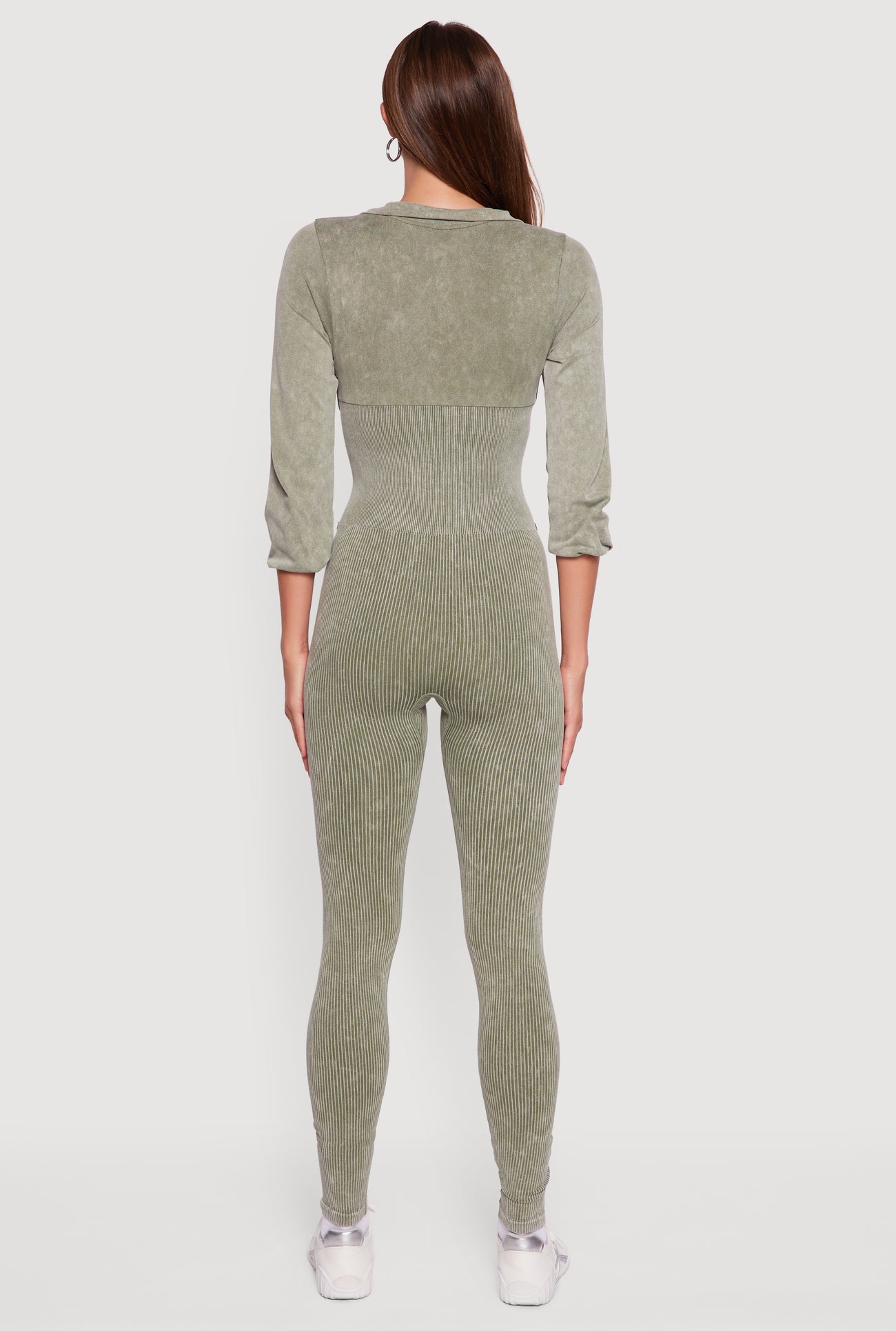 Acid Wash Ribbed Knit Jumpsuit