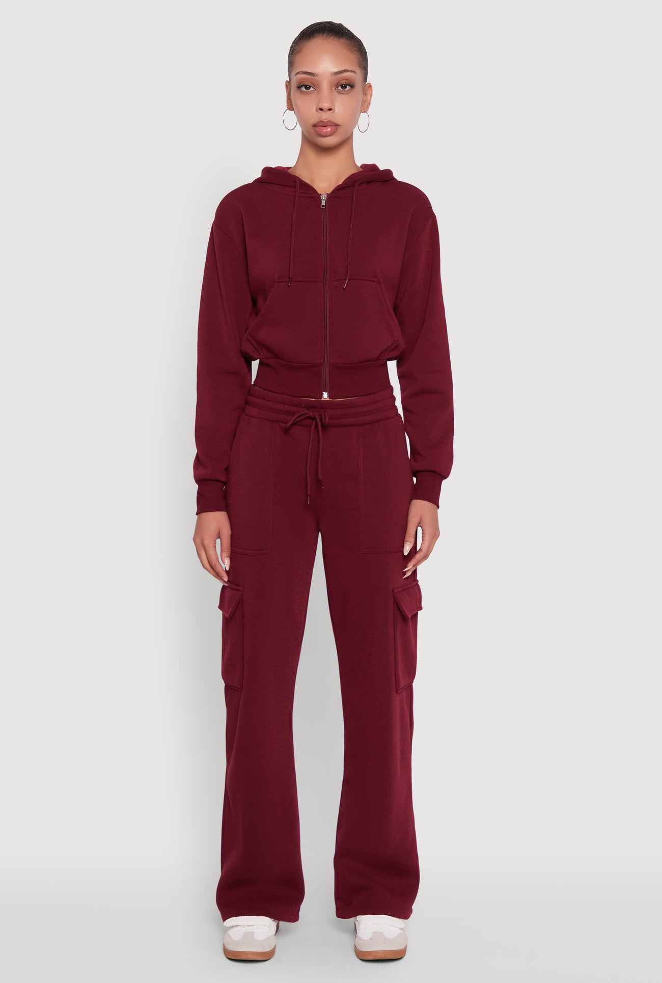 Wide Leg Fleece Sweatpants with Cargo Pockets