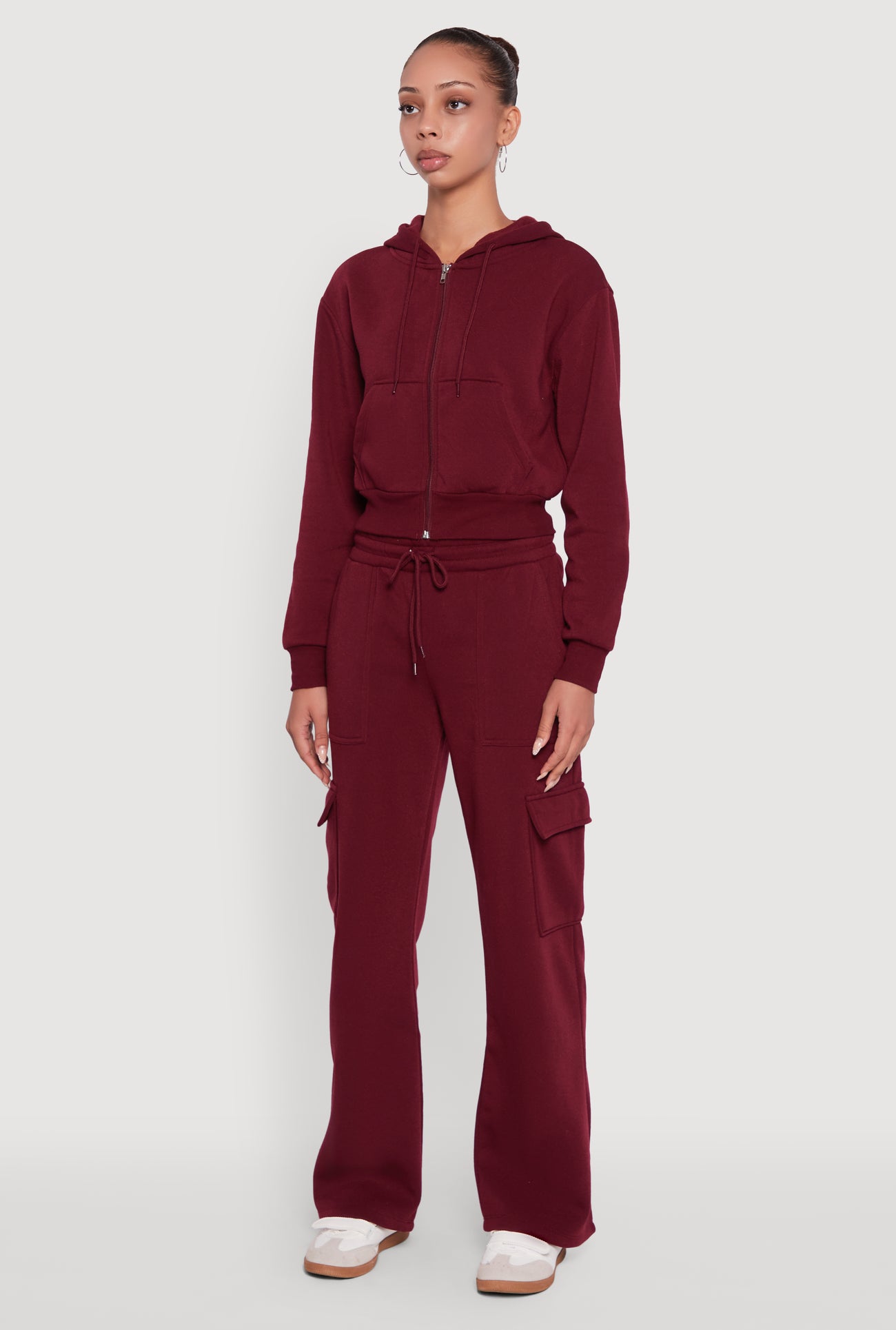 Wide Leg Fleece Sweatpants with Cargo Pockets