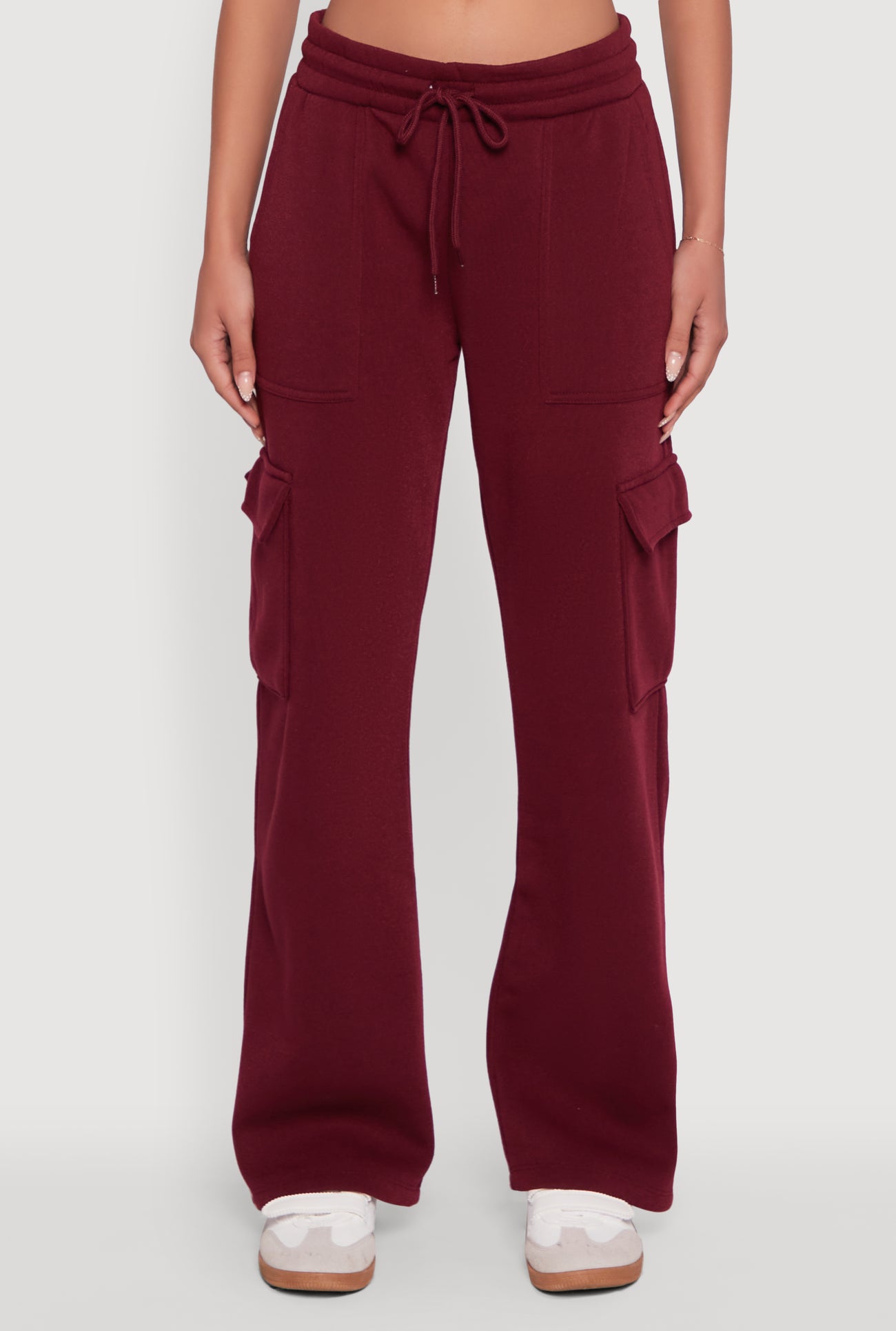 Wide Leg Fleece Sweatpants with Cargo Pockets