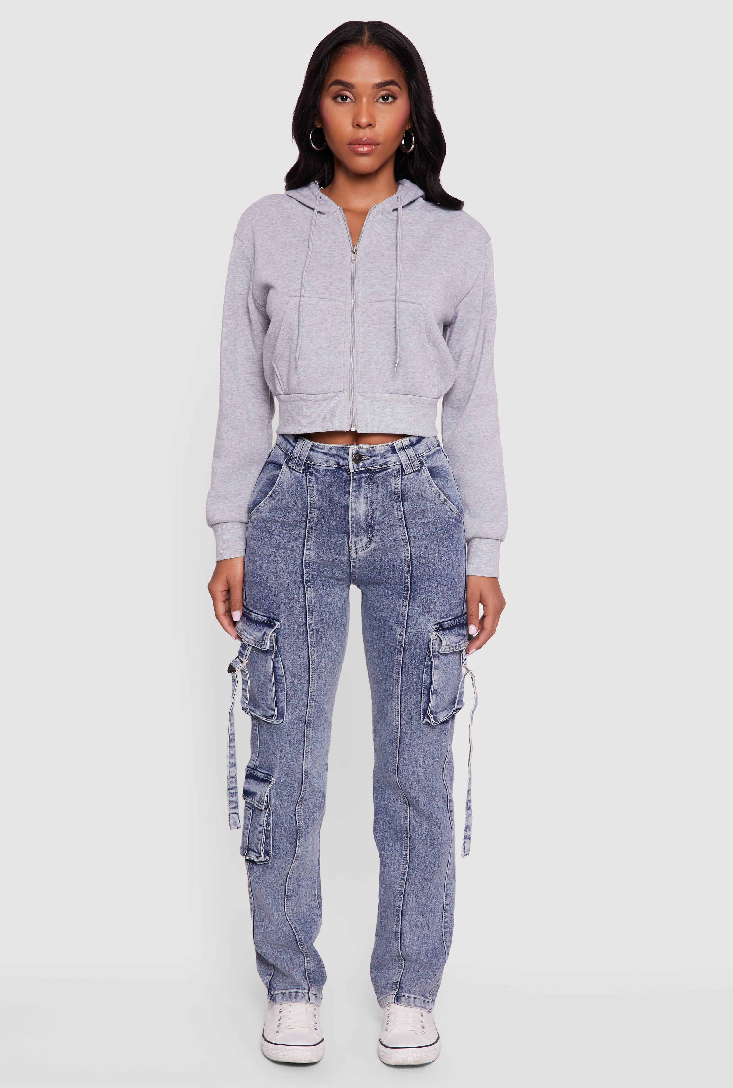 Cropped Ribbed Zip Tops | Rainbow Shops