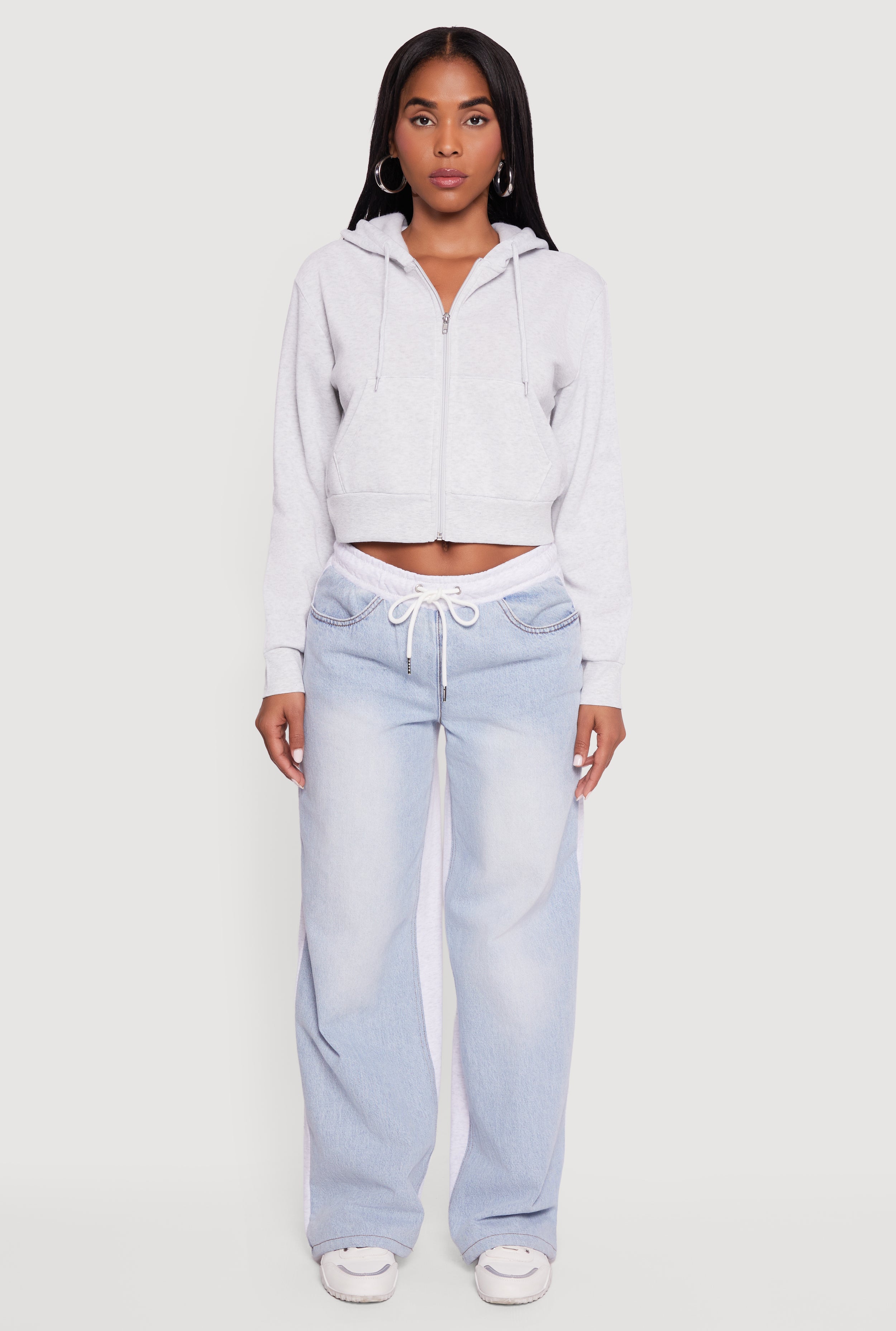 Cropped Zip Front Hoodie
