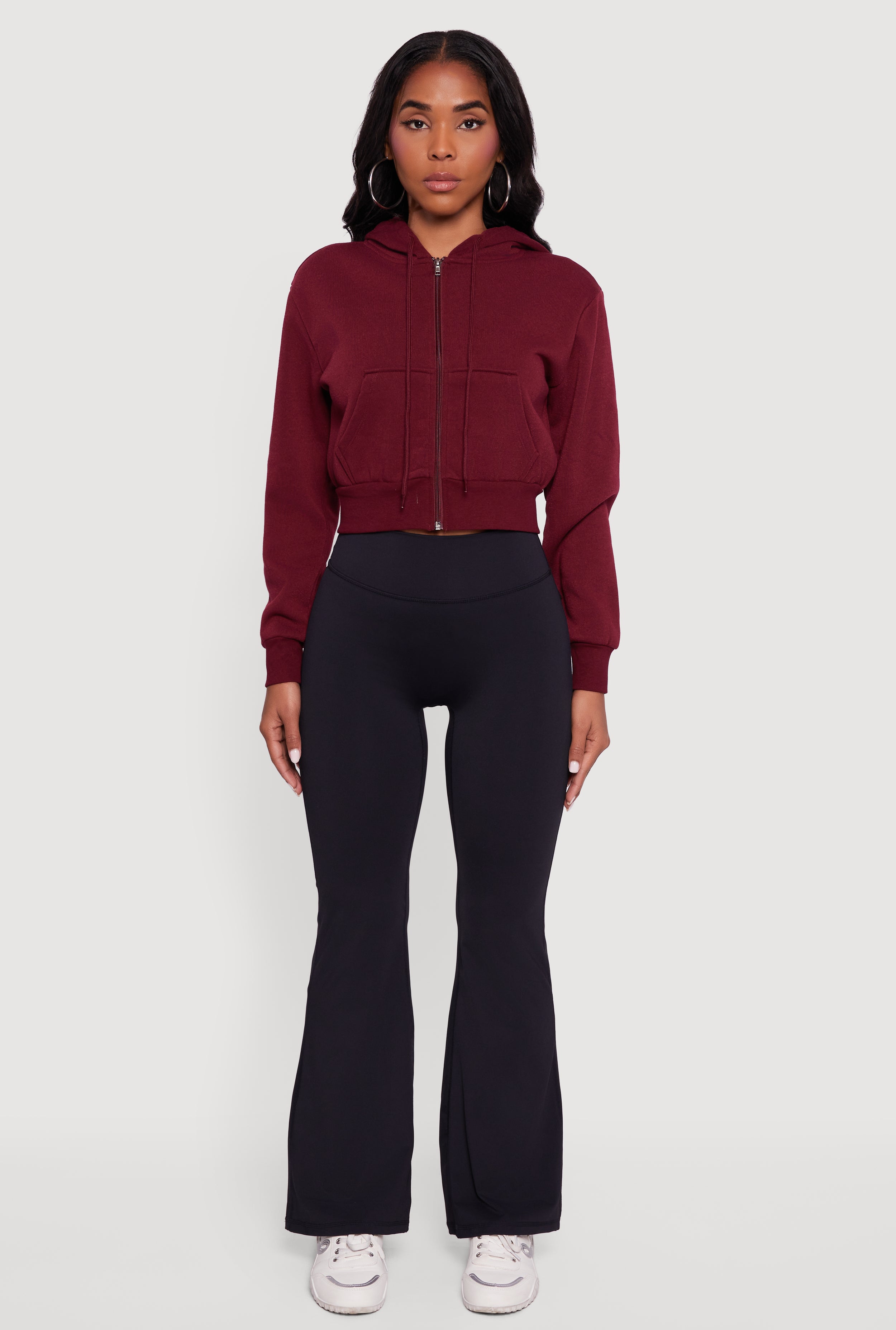 Cropped Zip Front Hoodie