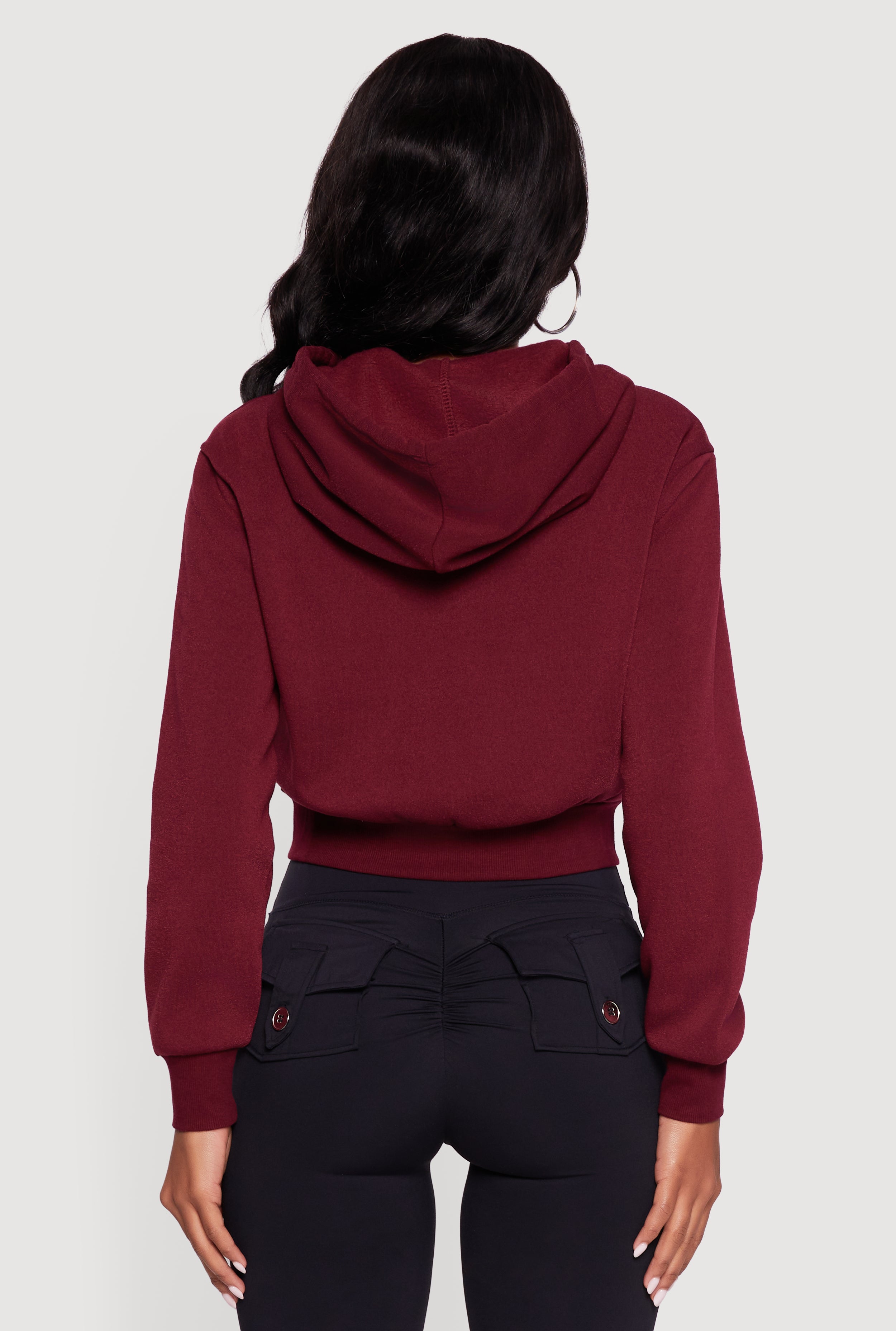 Cropped Zip Front Hoodie