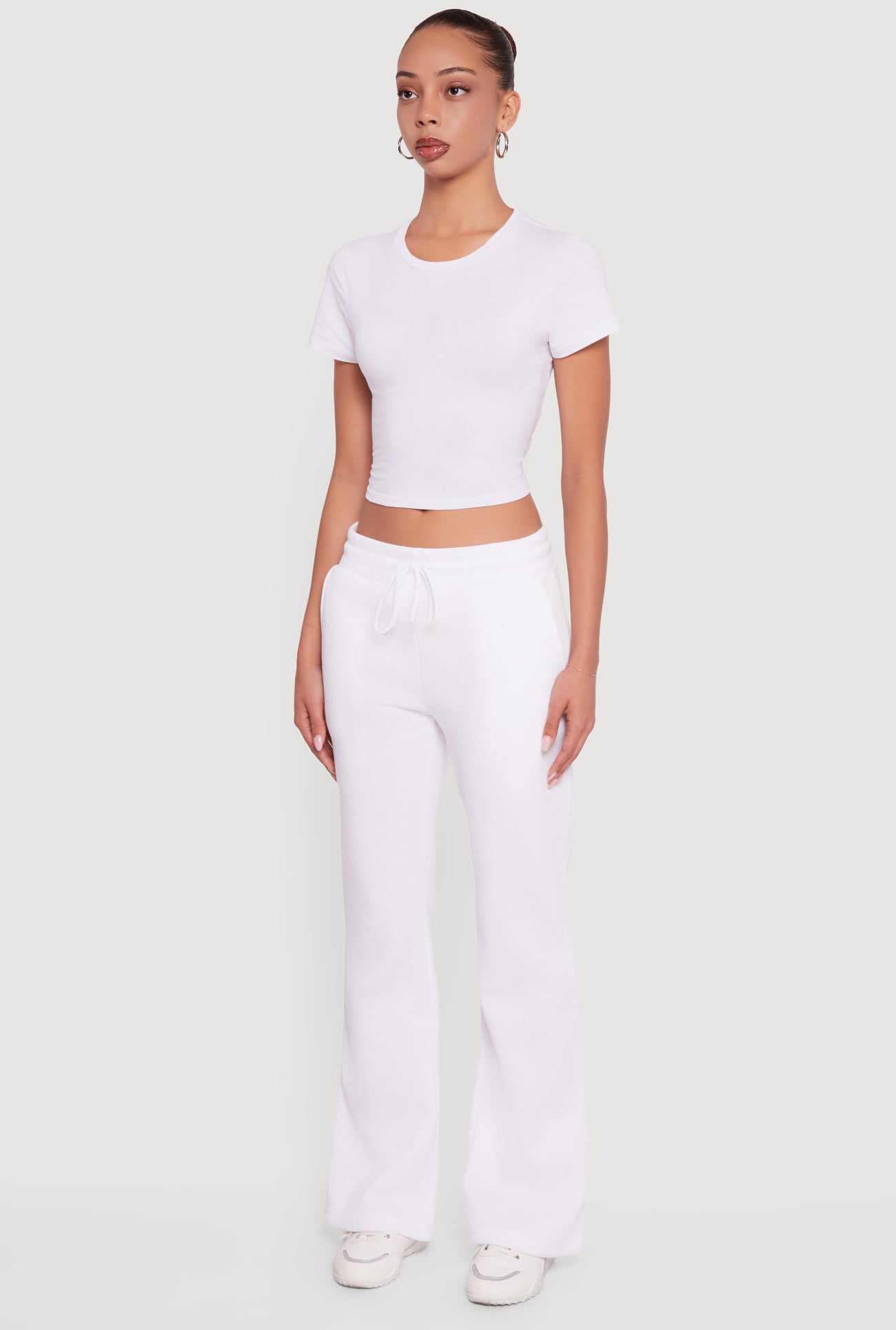 Drawstring Waist Fleece Lined Boot Cut Sweatpants