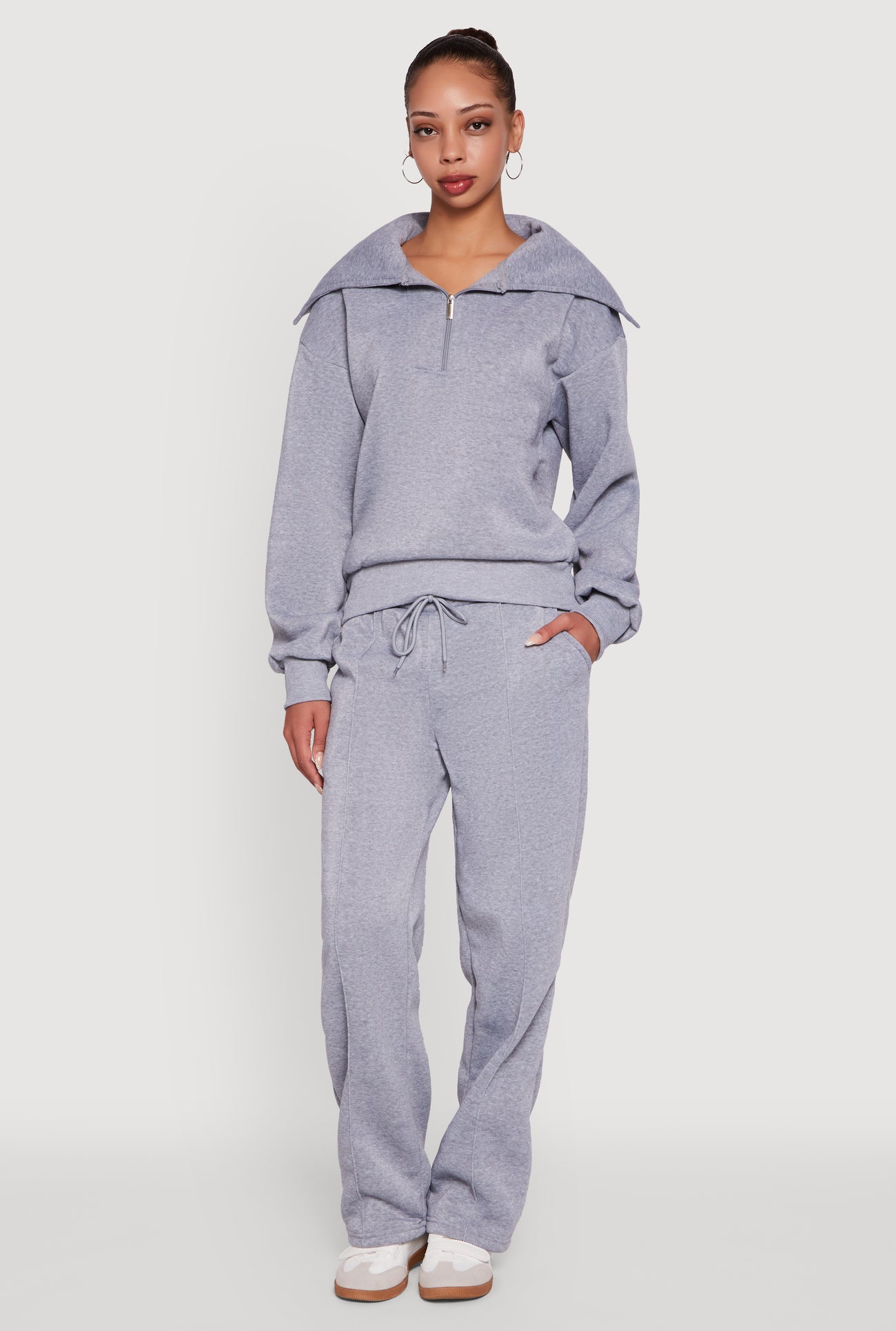 Fleece Collared Quarter Zip Pullover Sweatshirt