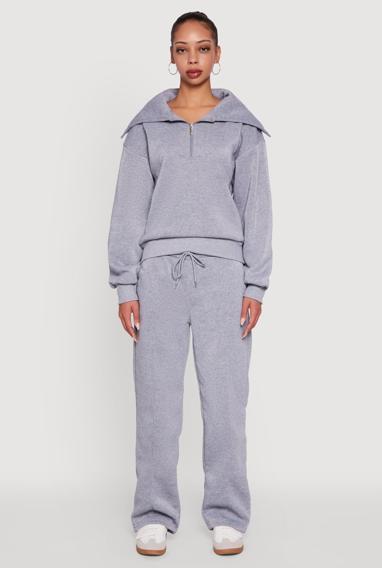 Fleece Collared Quarter Zip Pullover Sweatshirt