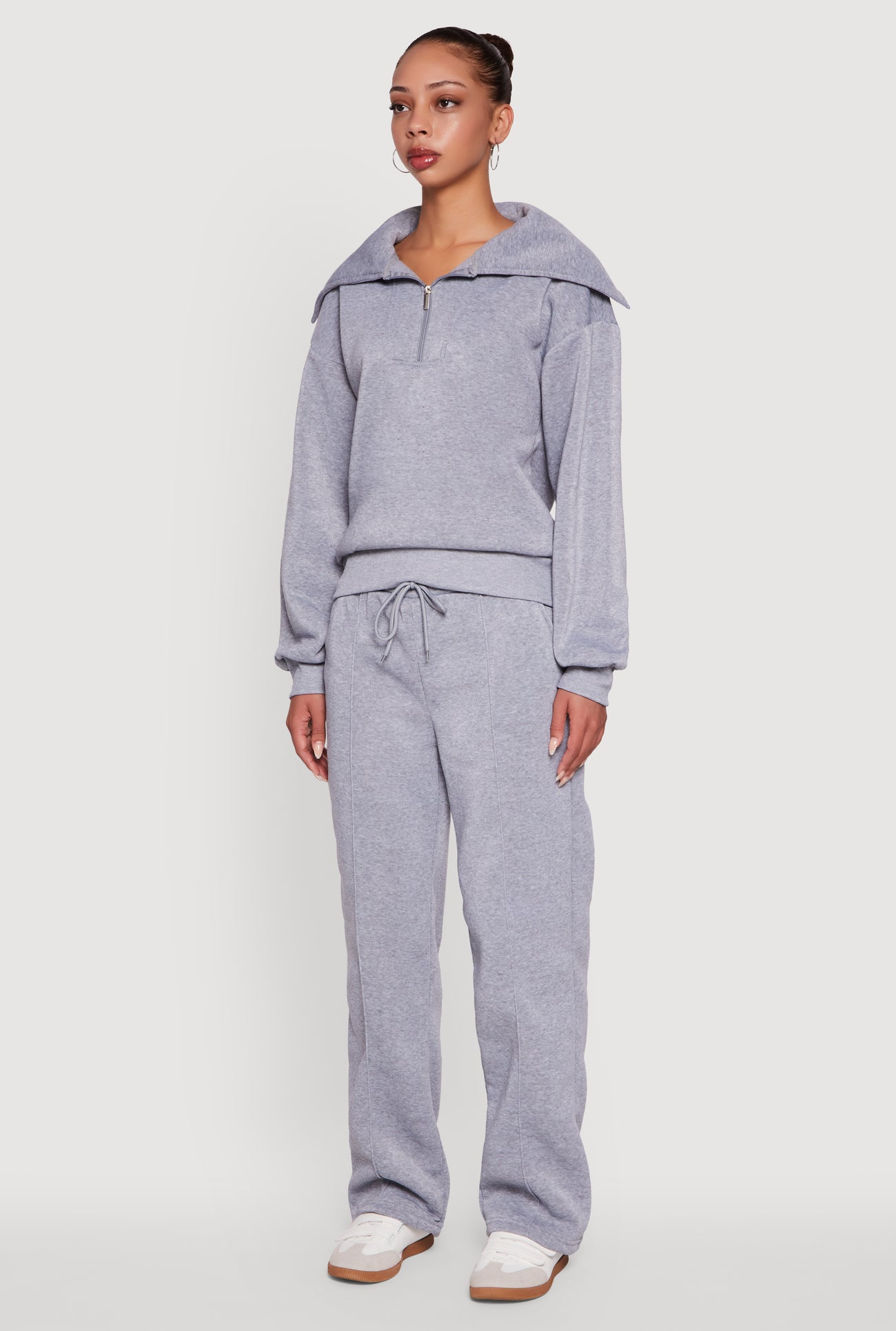 Fleece Collared Quarter Zip Pullover Sweatshirt