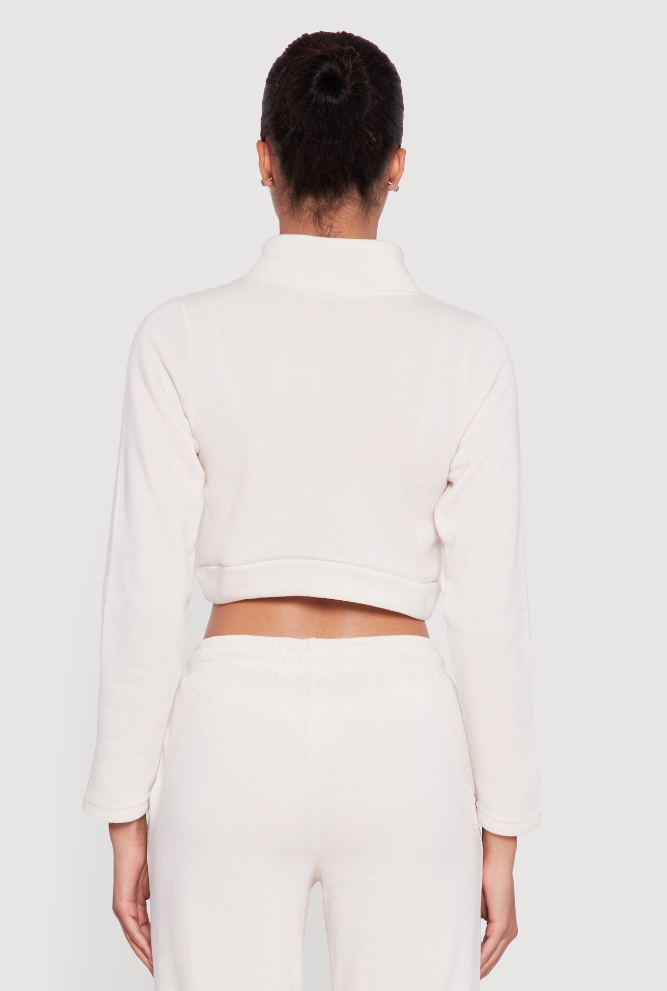 Contrast Trim Fleece Lined Cropped Sweatshirt