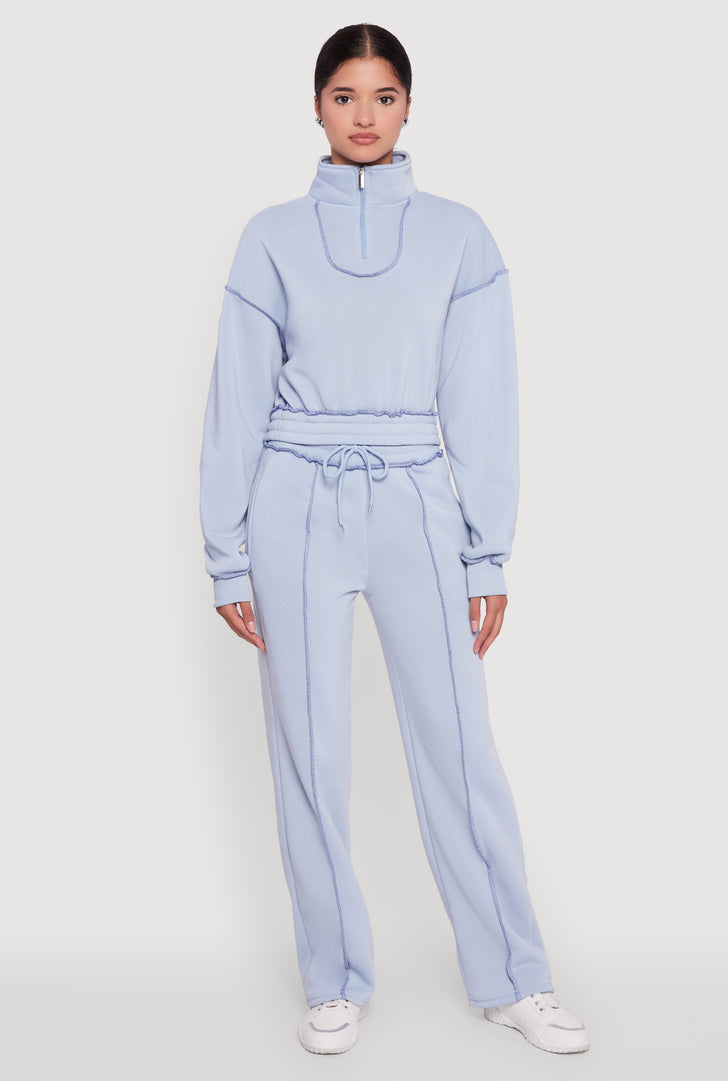 Mid Rise Fleece Wide Leg Sweatpants